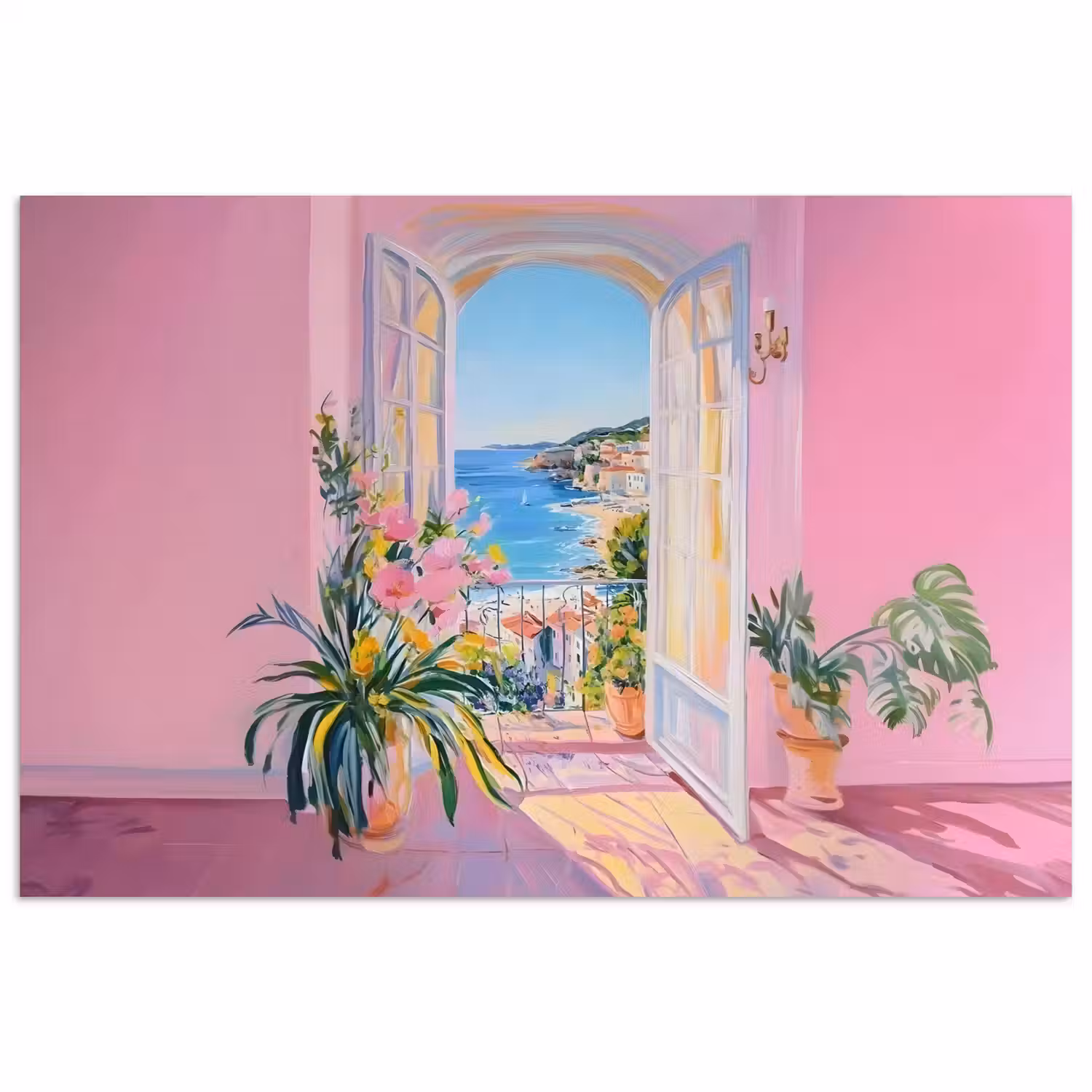 Roze - Buiten - Verf poster papier klein -3d