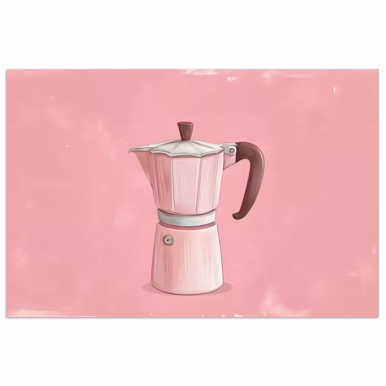 Roze - Mokkapot - Illustratie - Koffie poster papier klein -3d
