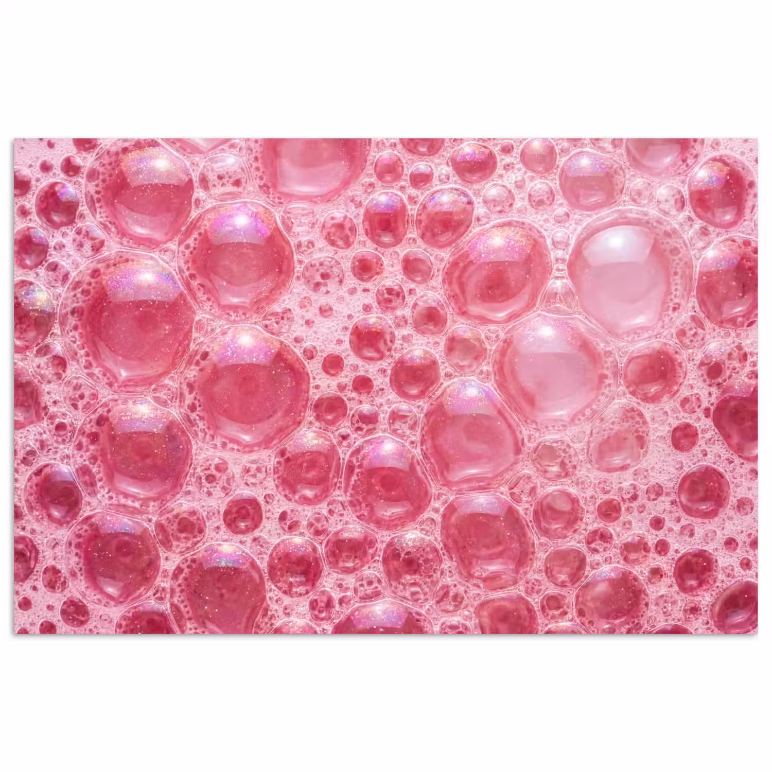 Roze - Schuim - Bubbels poster papier klein -3d