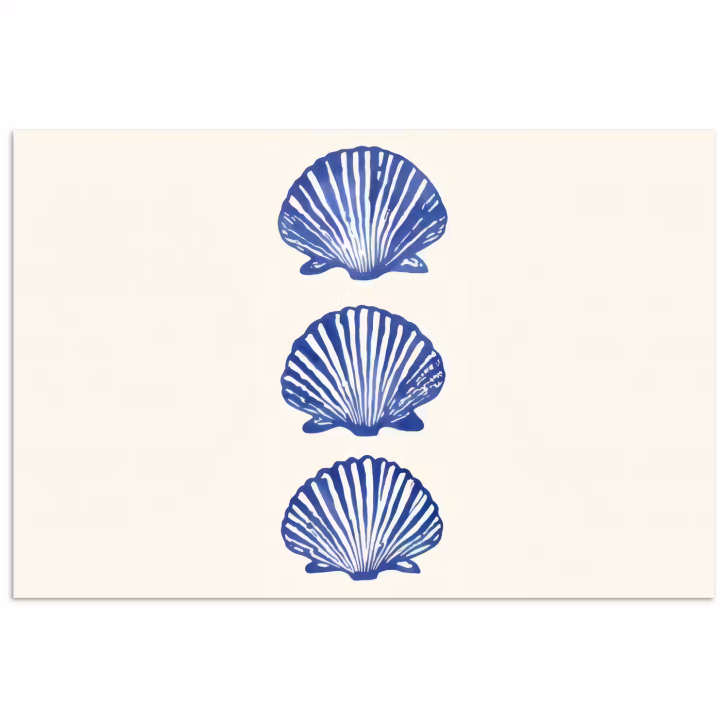 Schelpen - Blauw - Patroon poster papier klein -3d
