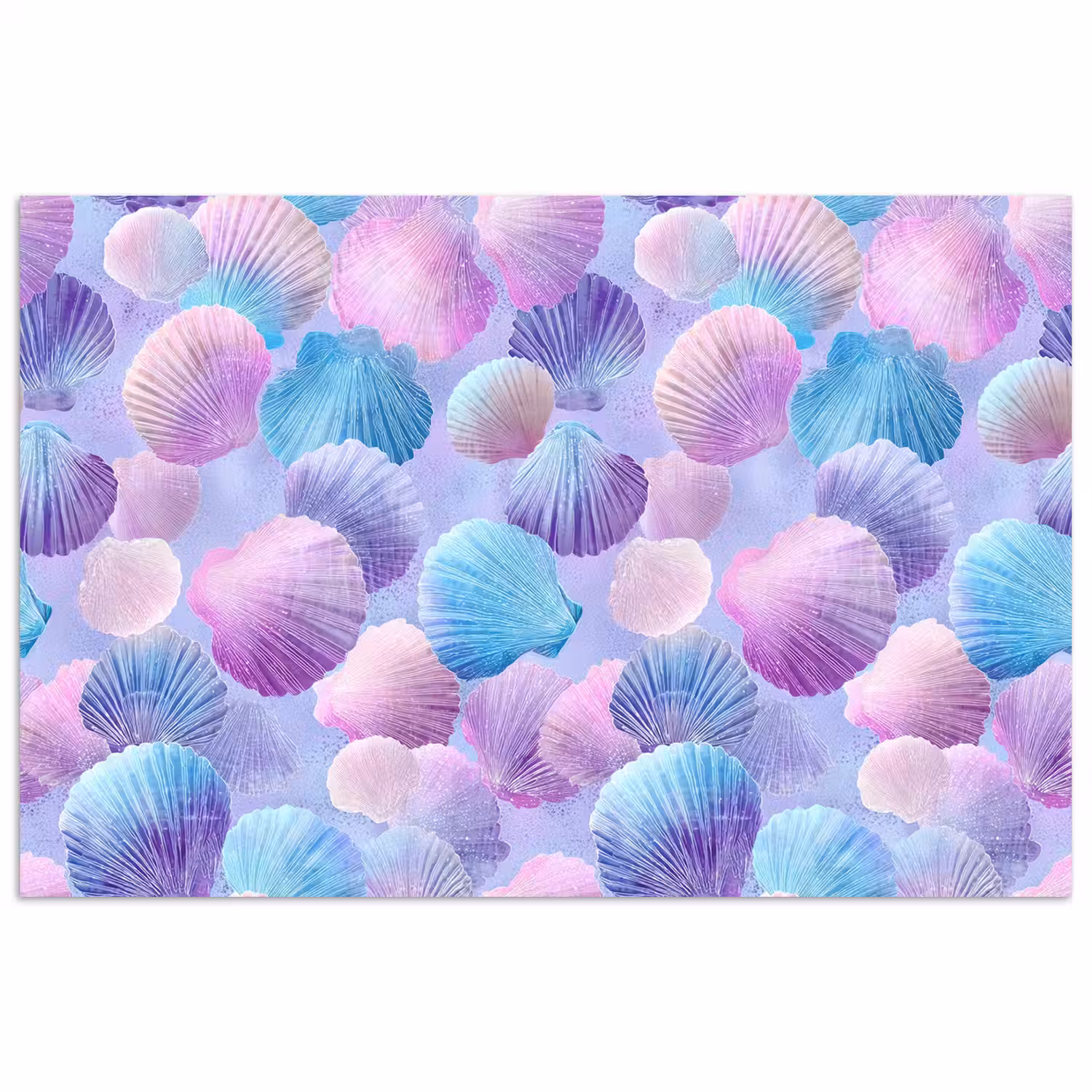 Schelpen - Paars - Blauw - Patroon poster papier klein -3d