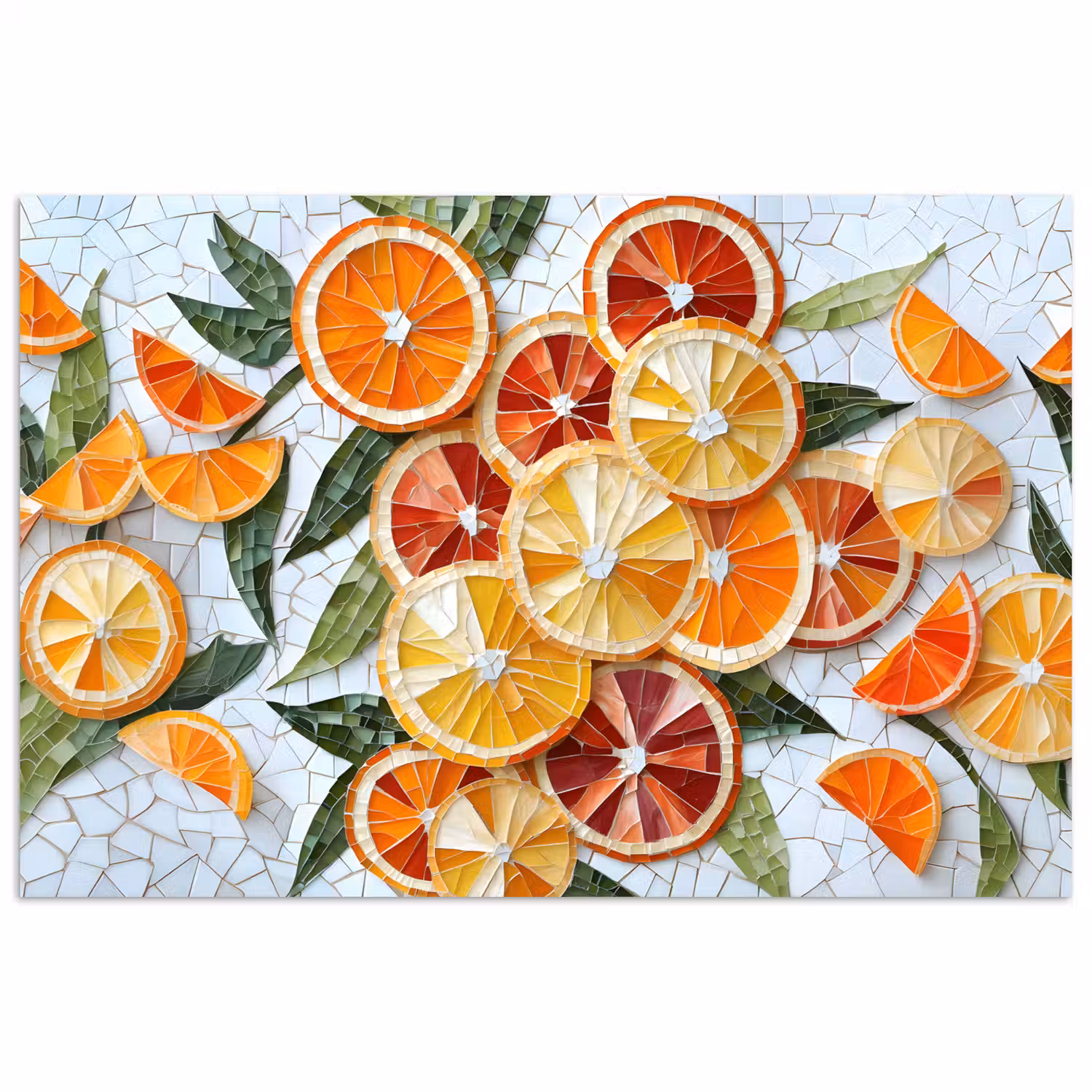 Schijfjes - Fruit - Oranje - Mozaïek poster papier klein -3d
