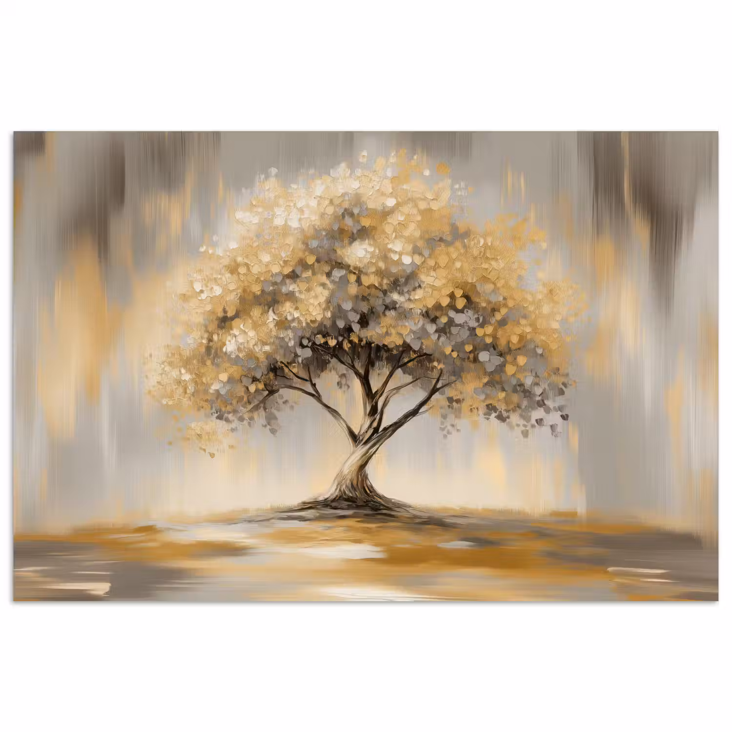 Schilderij - Boom - Abstract - Bladeren poster papier klein -3d