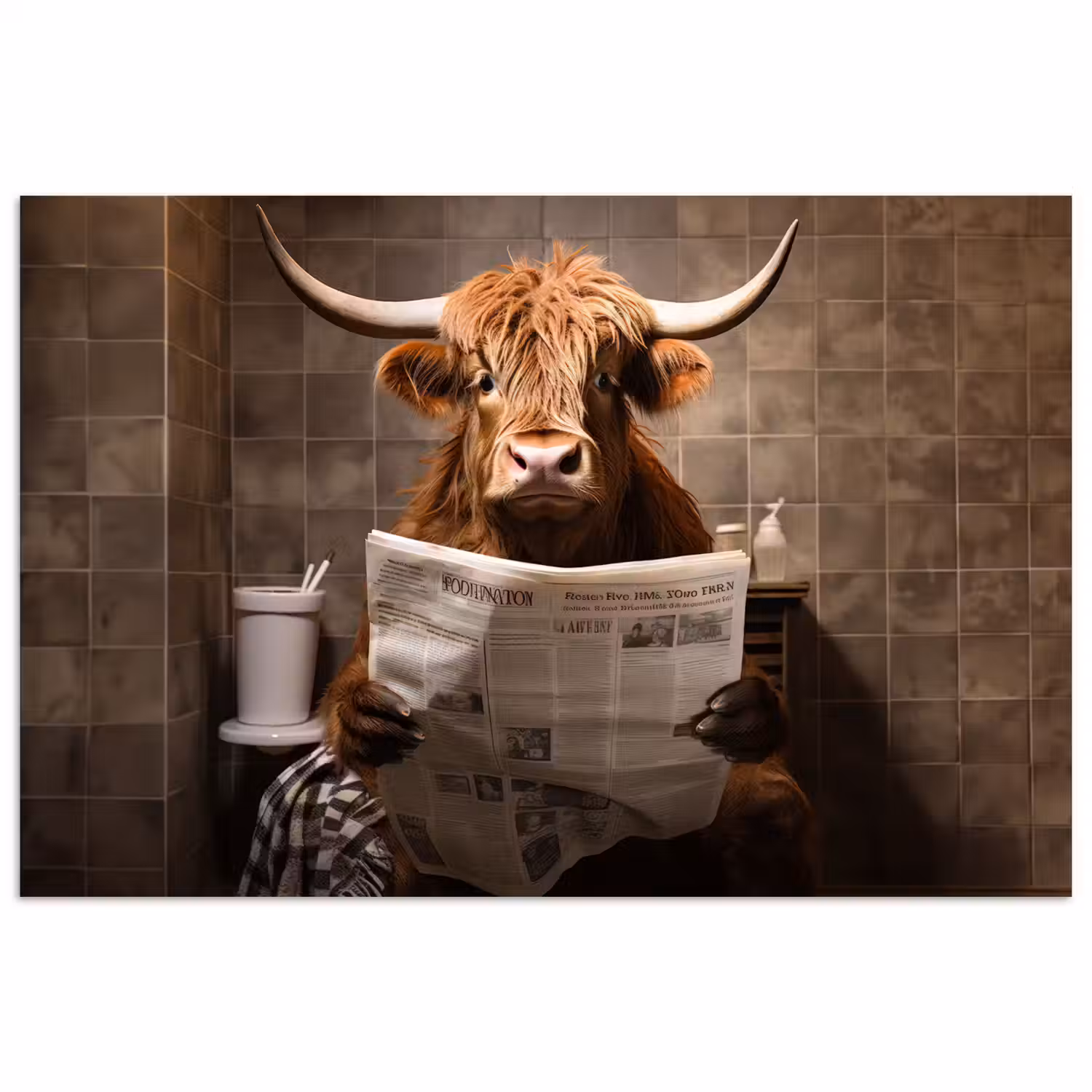 Schotse hooglander - Krant - Toilet poster papier klein -3d