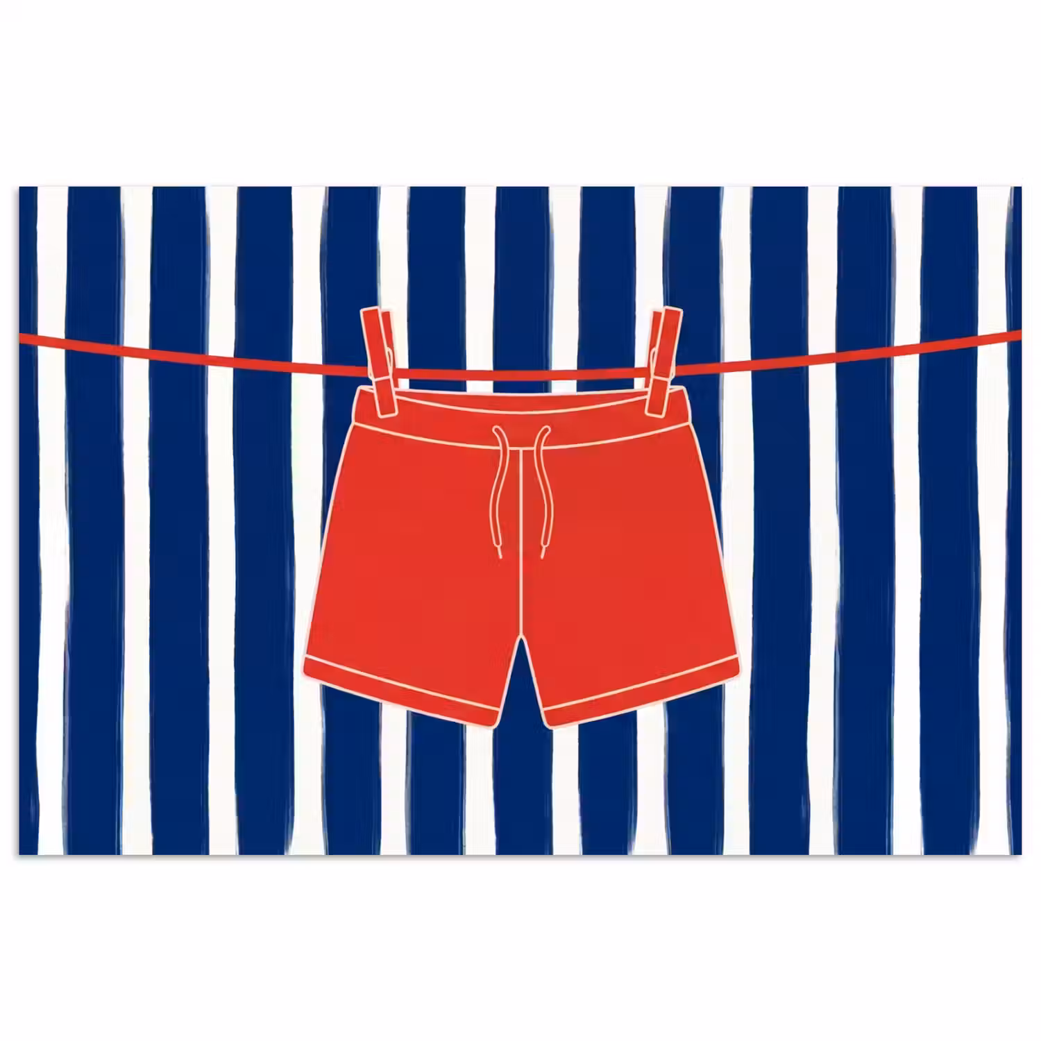 Shorts - Waslijn - Zomer - Illustratie - Rood poster papier klein -3d