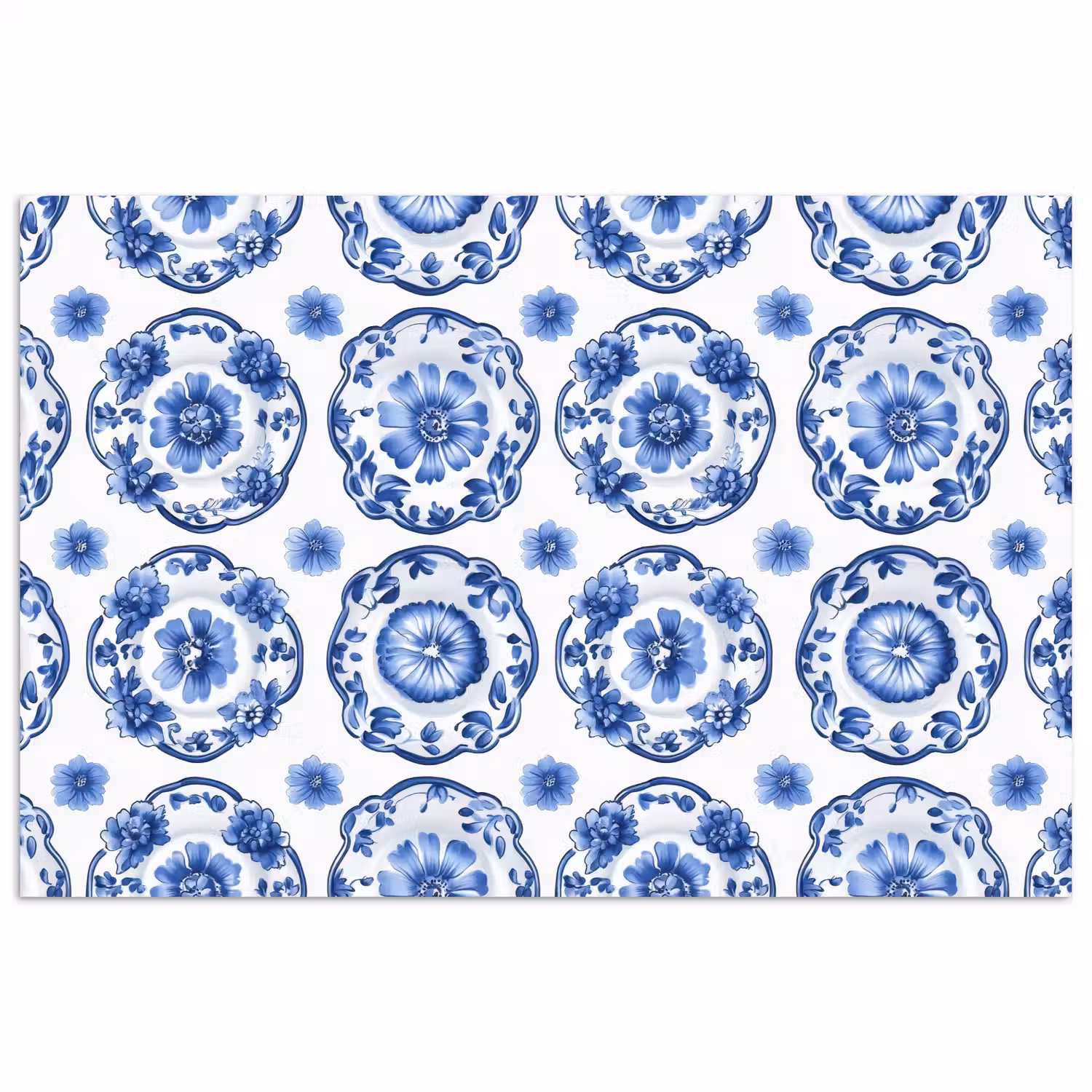 Sierborden - Bloemen - Blauw poster papier klein 62 -3d