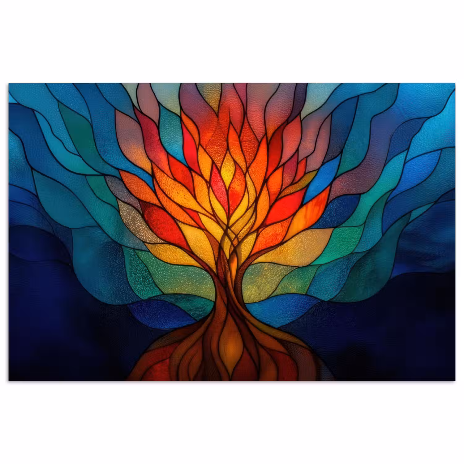Sierglas - Boom - Rood - Vlakken poster papier klein -3d