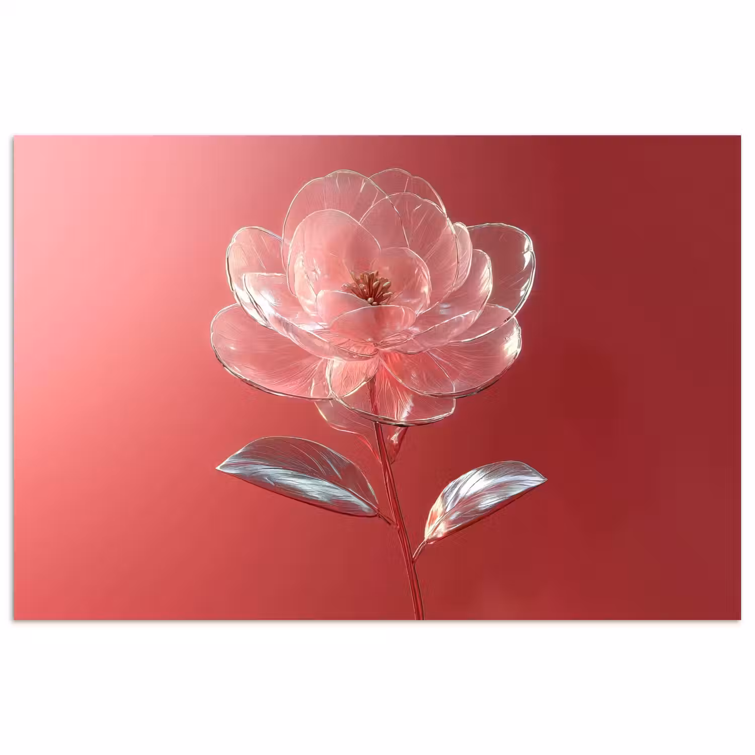 Sierlijk - Bloem - Roze - Glazen poster papier klein -3d