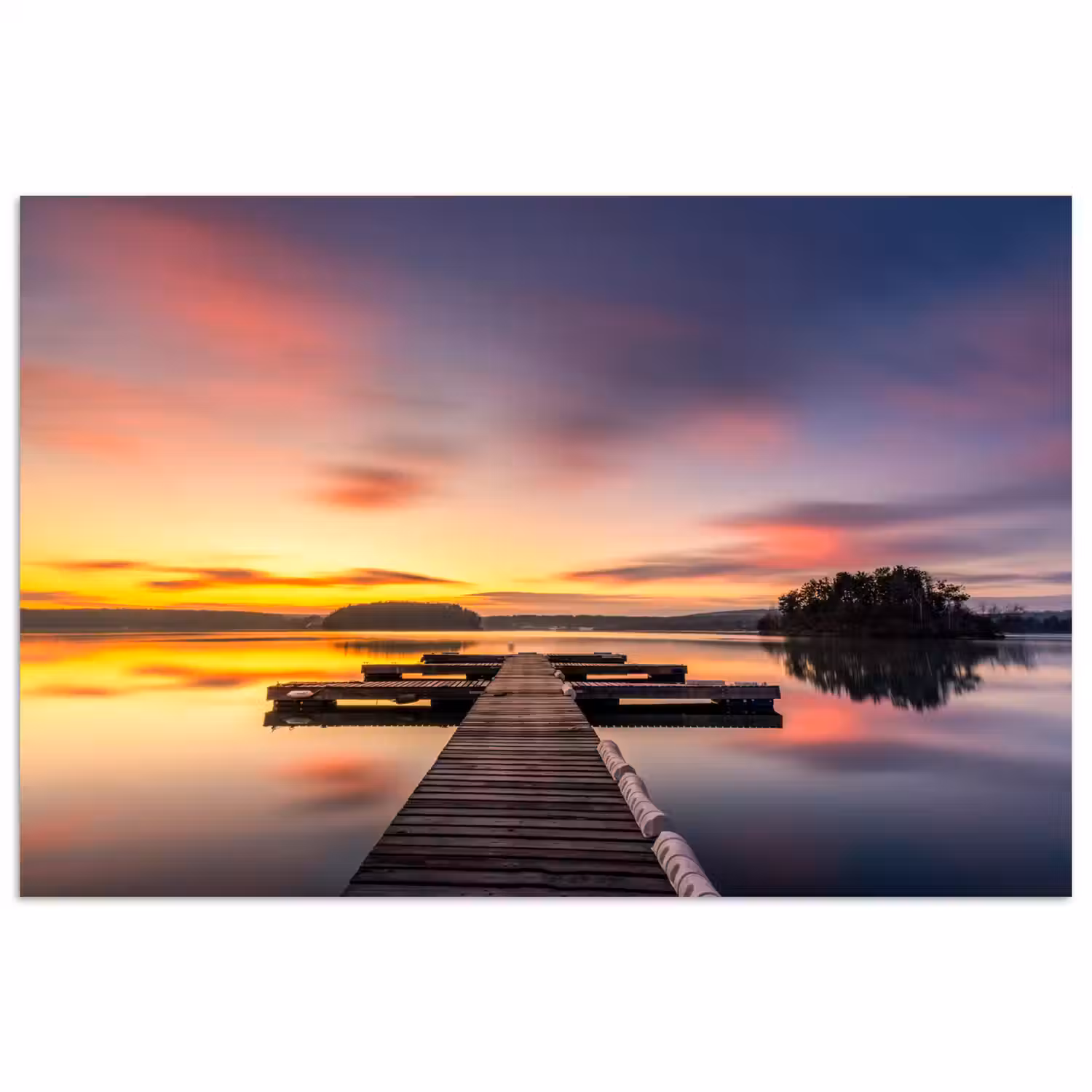 Steiger - Zonsondergang - Water - Zee - Reflectie poster papier klein -3d