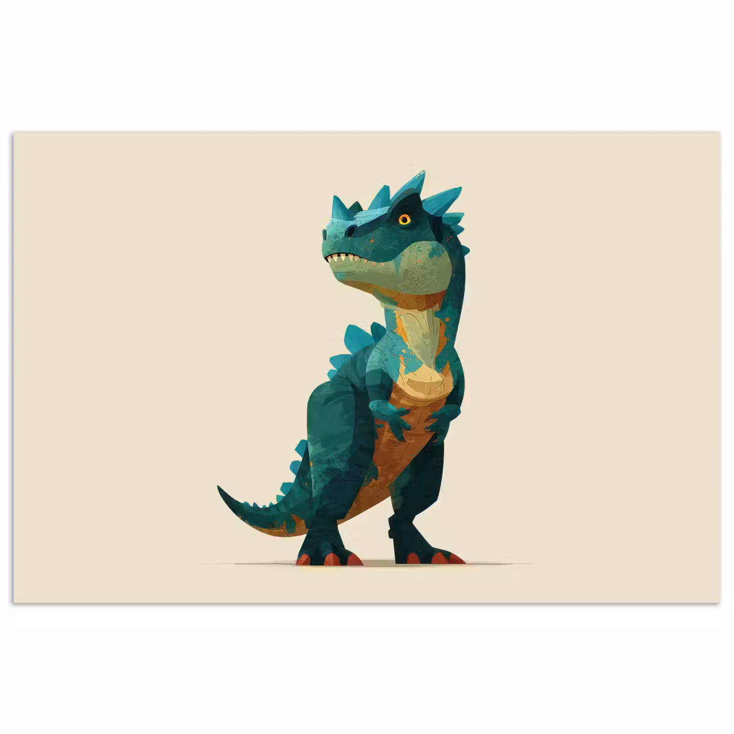 Stekels - Dino - Blauw - Gespierd poster papier klein -3d