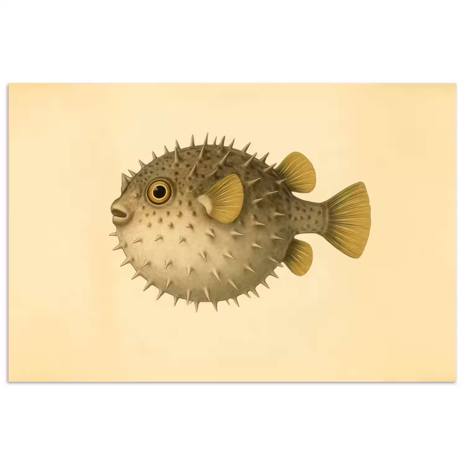 Stekels - Vis - Opgeblazen - Bruin poster papier klein -3d