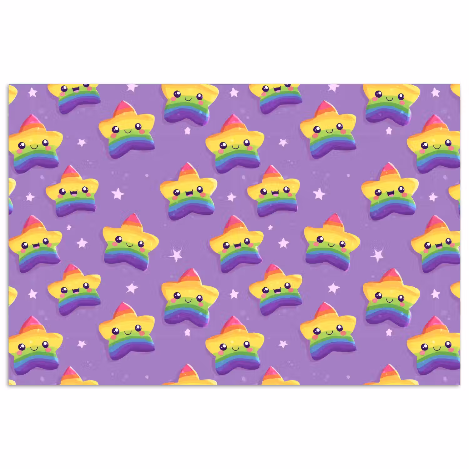 Sterren - Regenboog - Paars poster papier klein 62 -3d