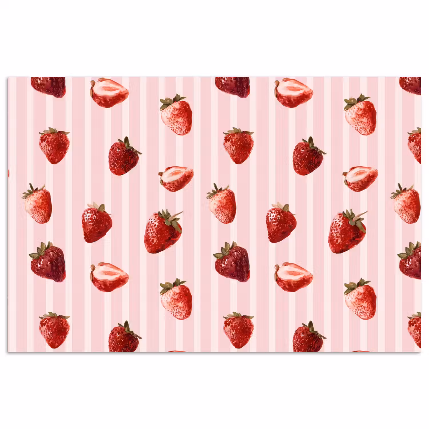 Strepen - Aardbei - Roze poster papier klein 62 -3d