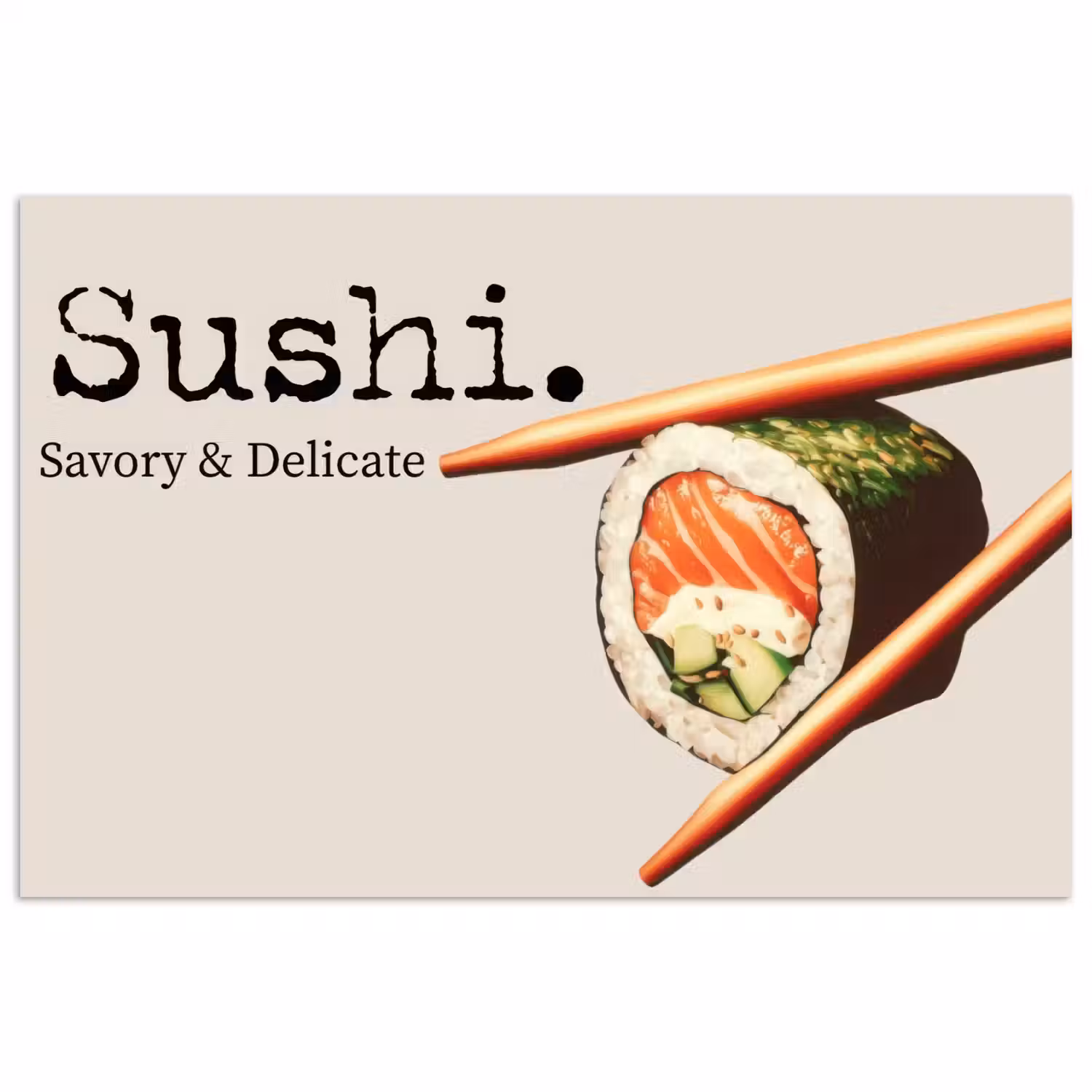 Sushi - Zalm - Rijst - Japans poster papier klein -3d
