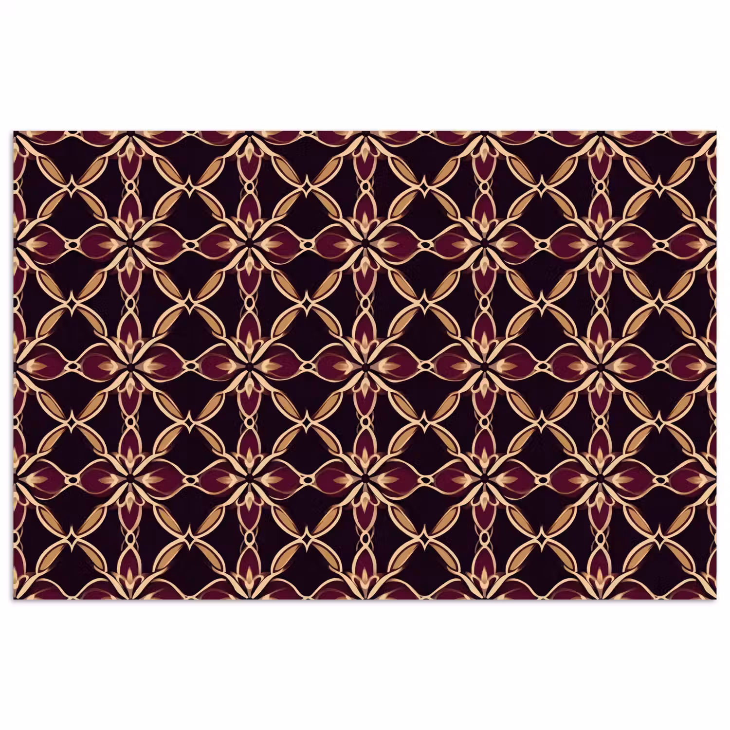 Symmetrisch - Tegel - Burgundy poster papier klein 62 -3d