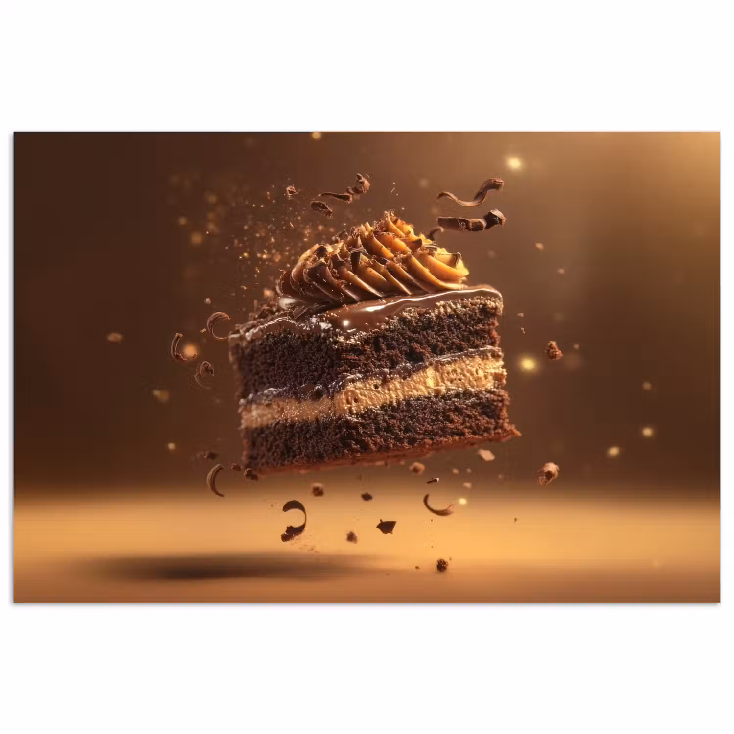 Taart - Chocolade - Eten - Brownie poster papier klein -3d