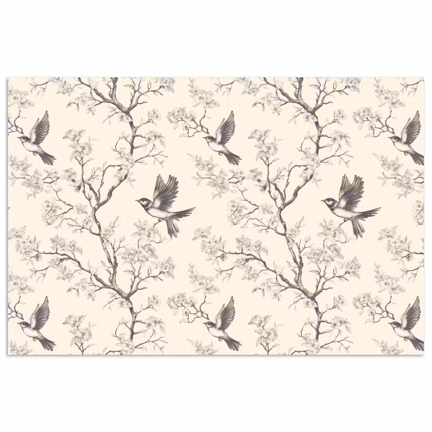 Takken - Vogels - Beige poster papier klein 62 -3d