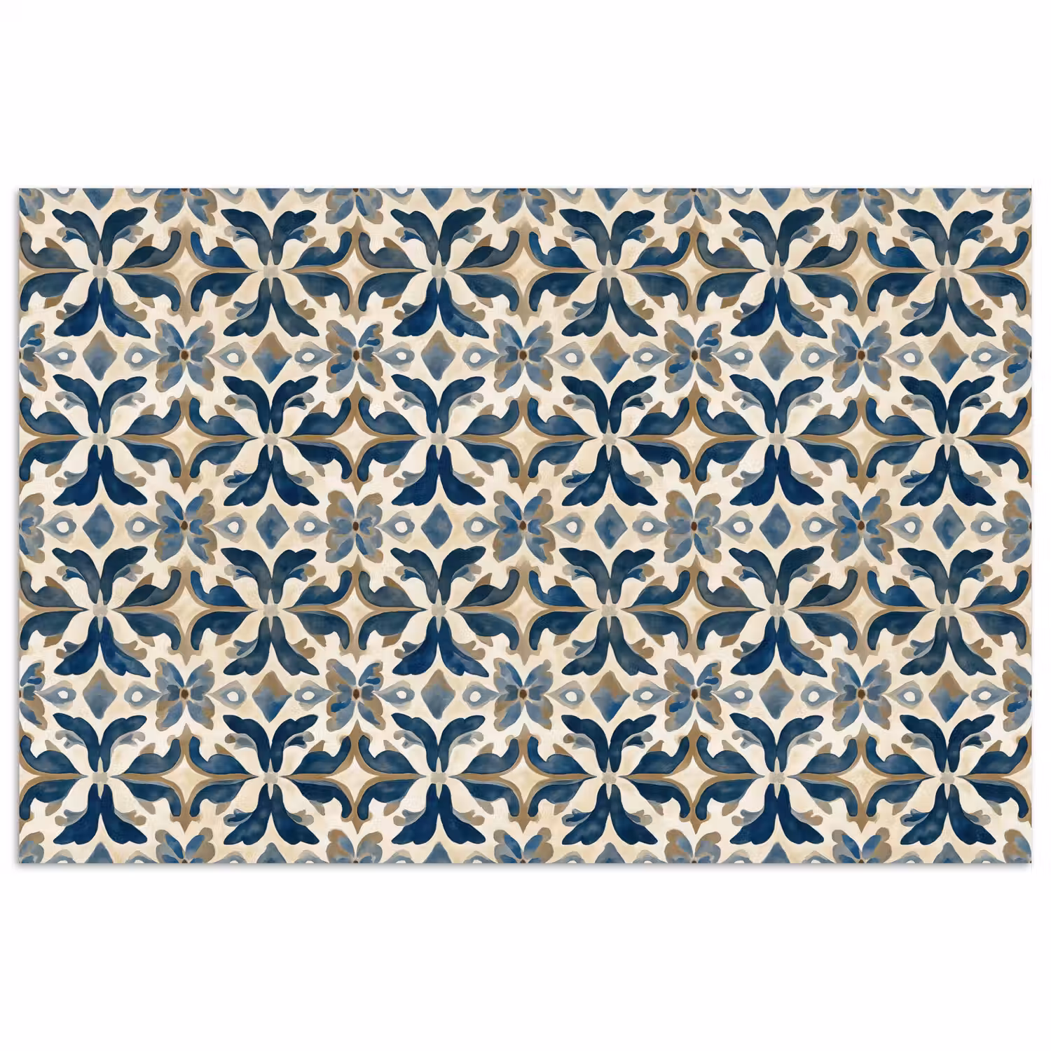 Tegel - Patroon - Blauw - Beige poster papier klein 62 -3d