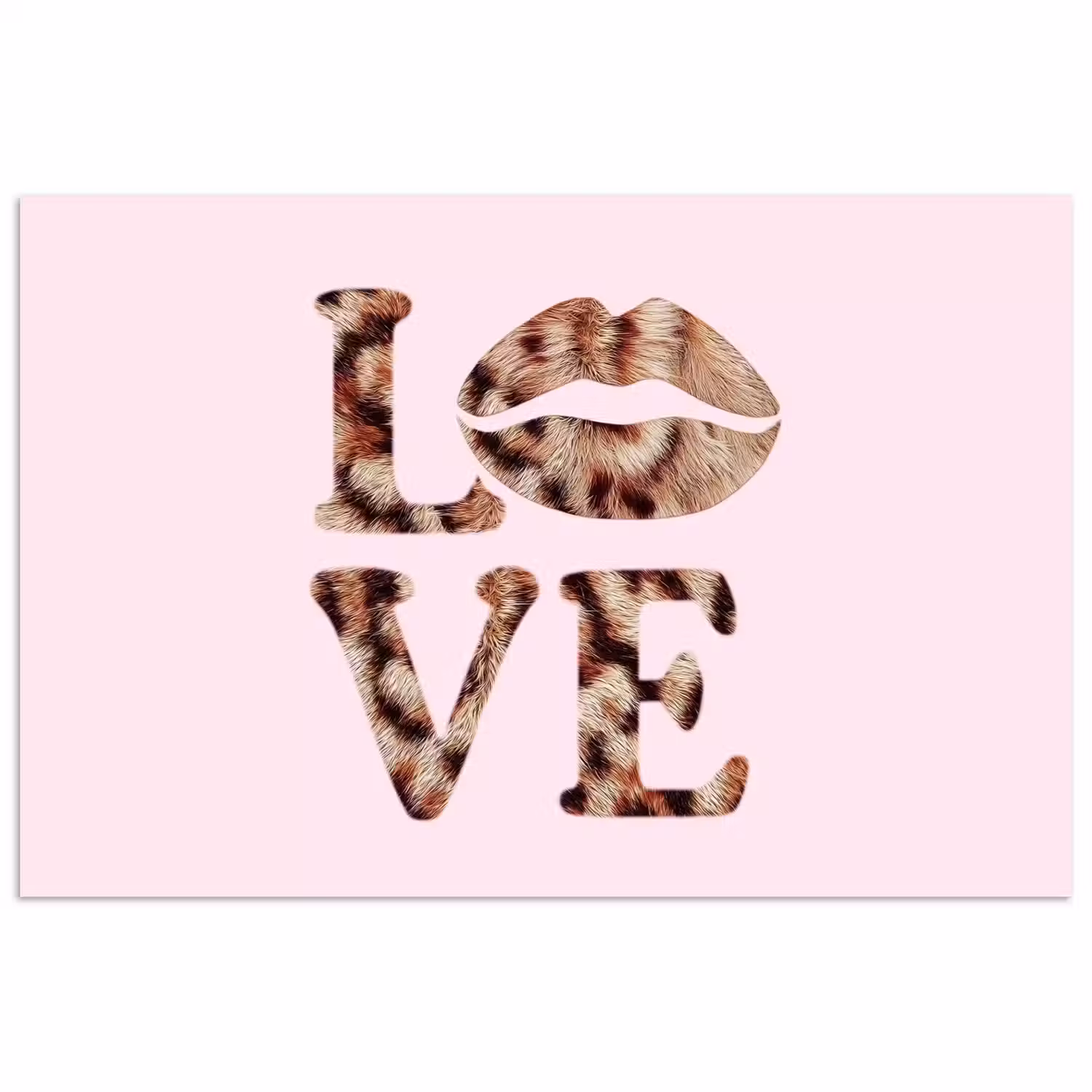 Tekst - Love - Pantervacht - Lichtroze poster papier klein -3d