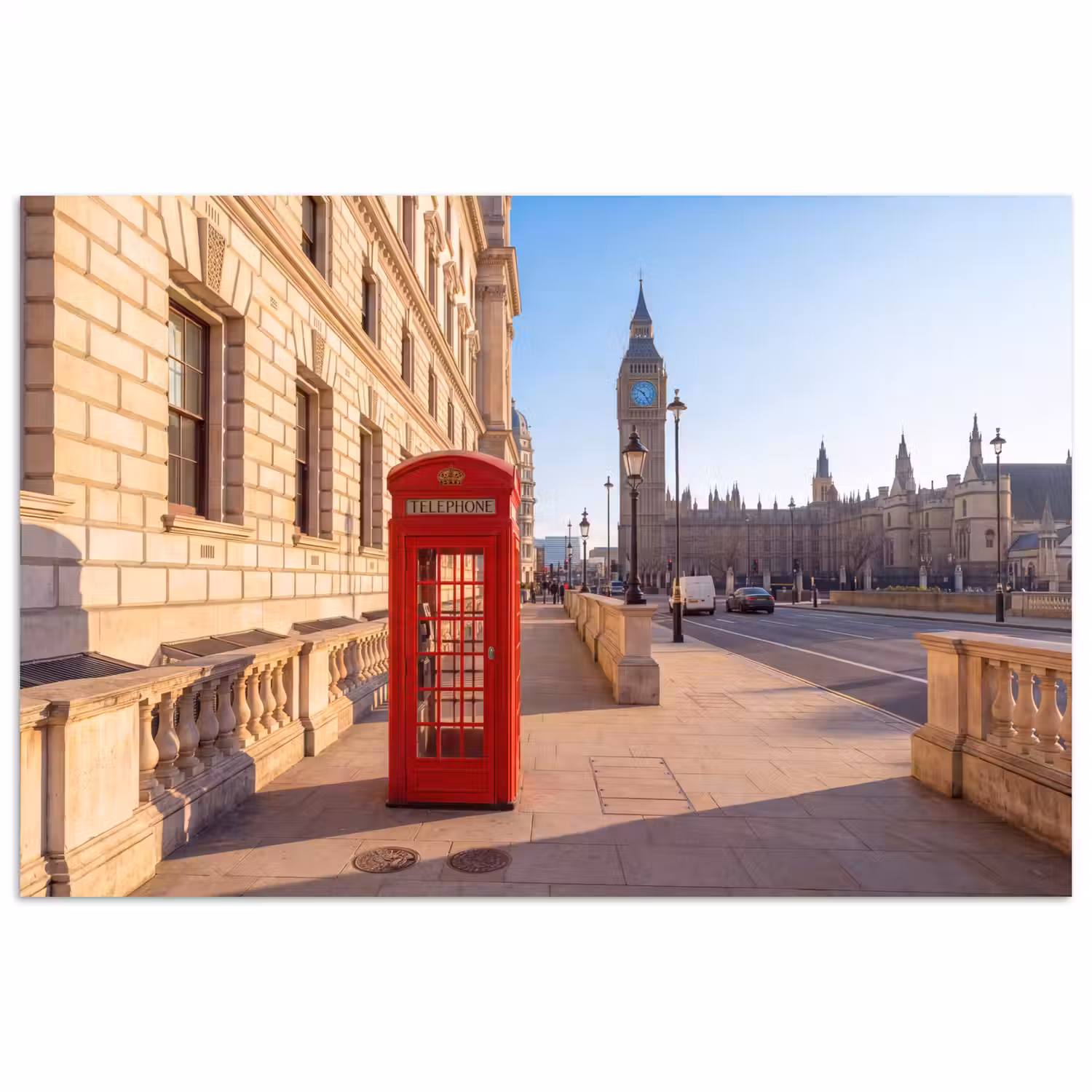 Telefooncel - Rood - Londen - Stad - Architectuur poster papier klein -3d