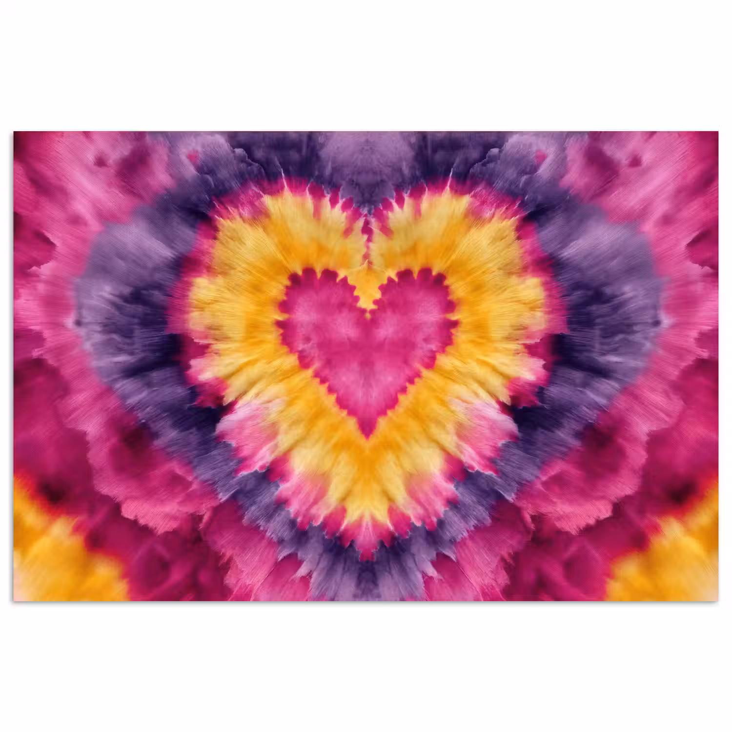 Tie dye - Hartvorm - Vlammen - Oranje poster papier klein -3d