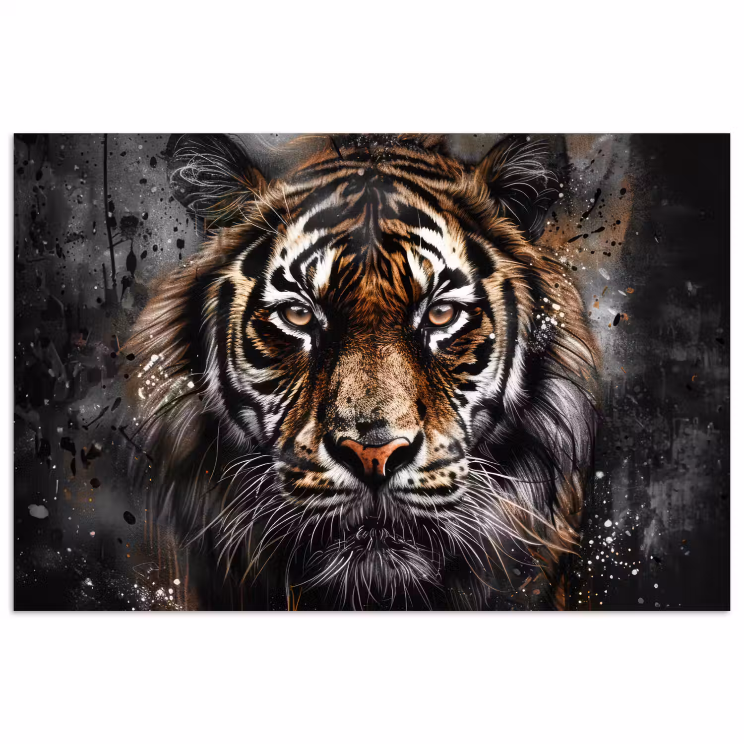 Tijger - Dieren - Portret - Luxe - Zwart poster papier klein -3d
