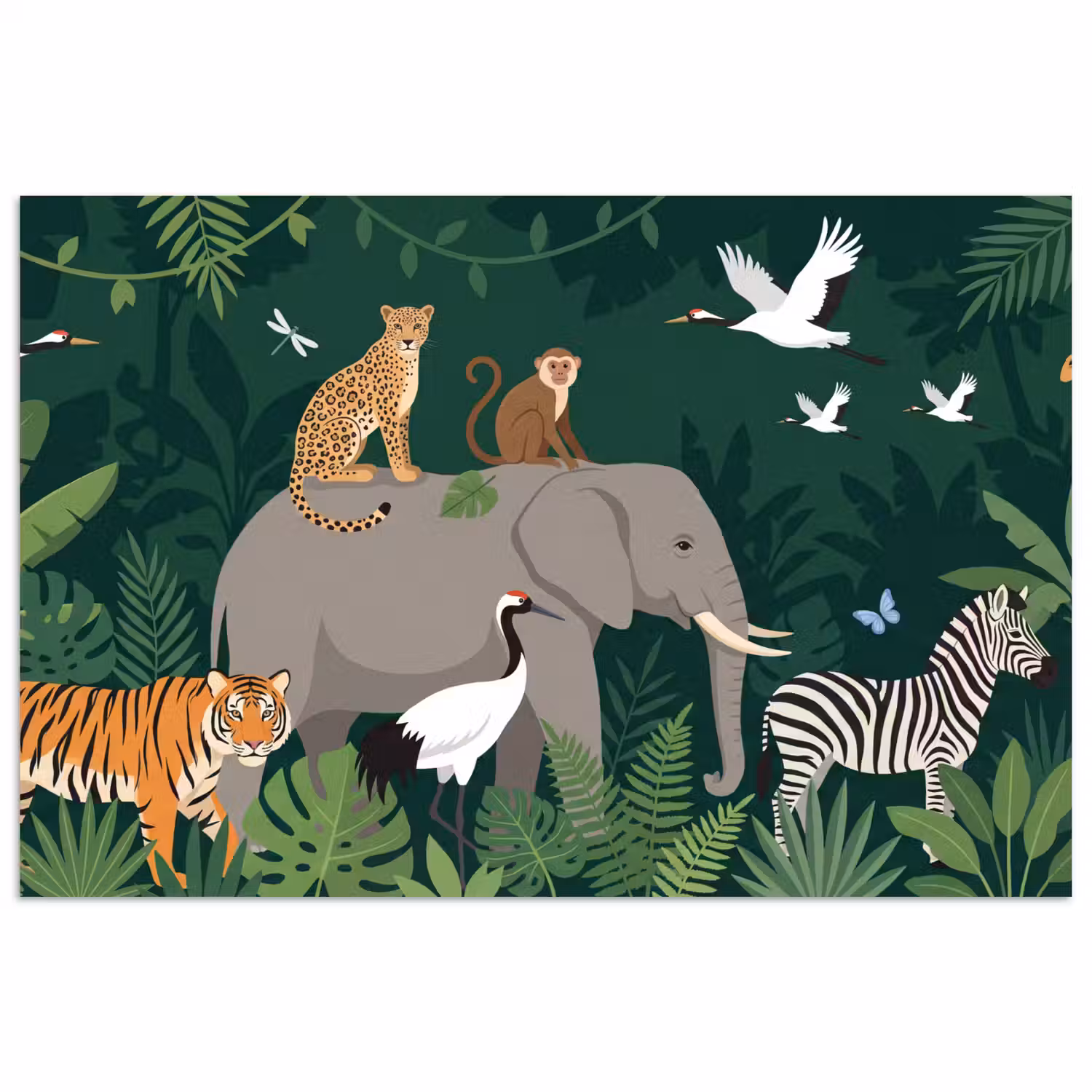 Tropisch - Jungle - Groen poster papier klein -3d