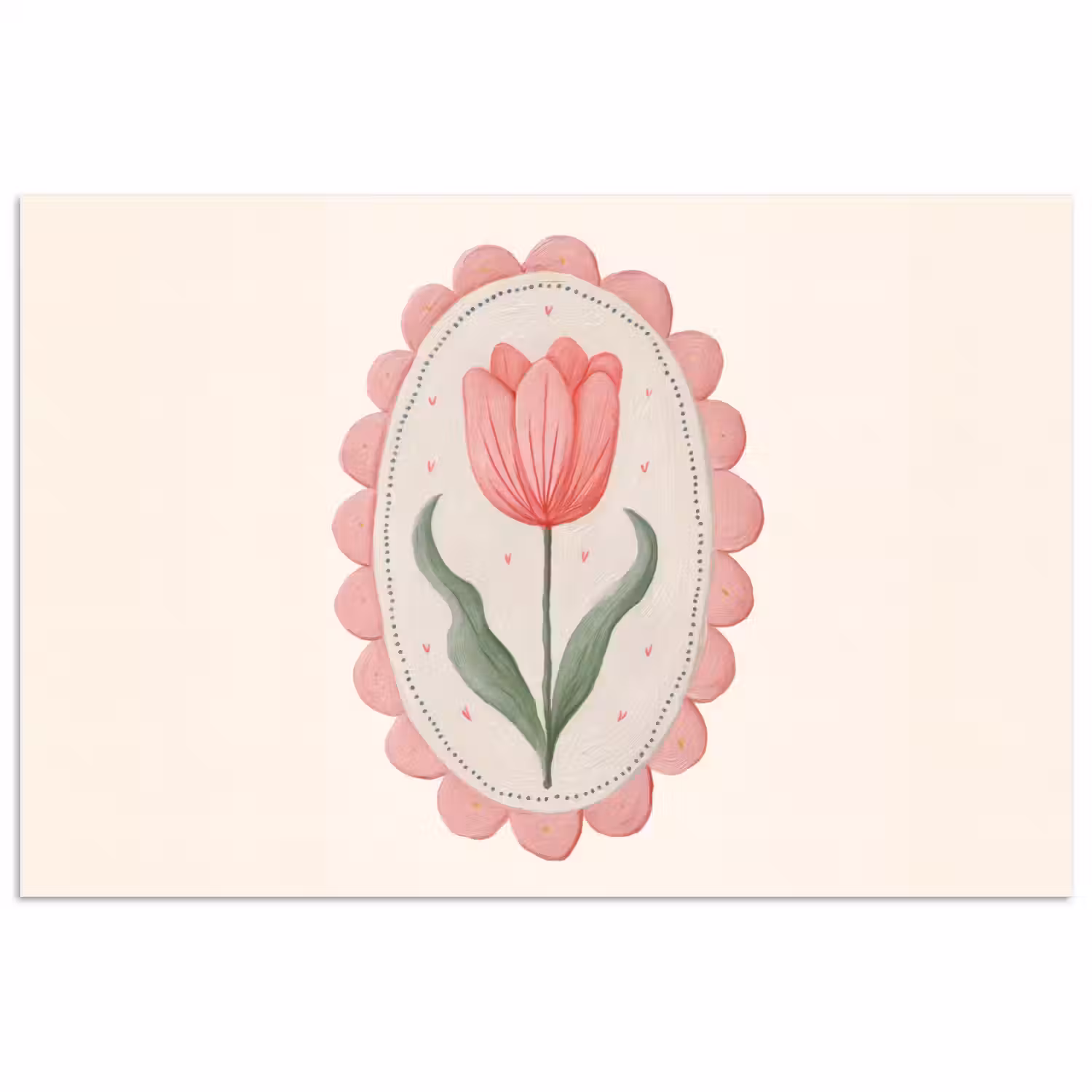 Tulp - Lijst - Ovaal - Illustratie poster papier klein -3d