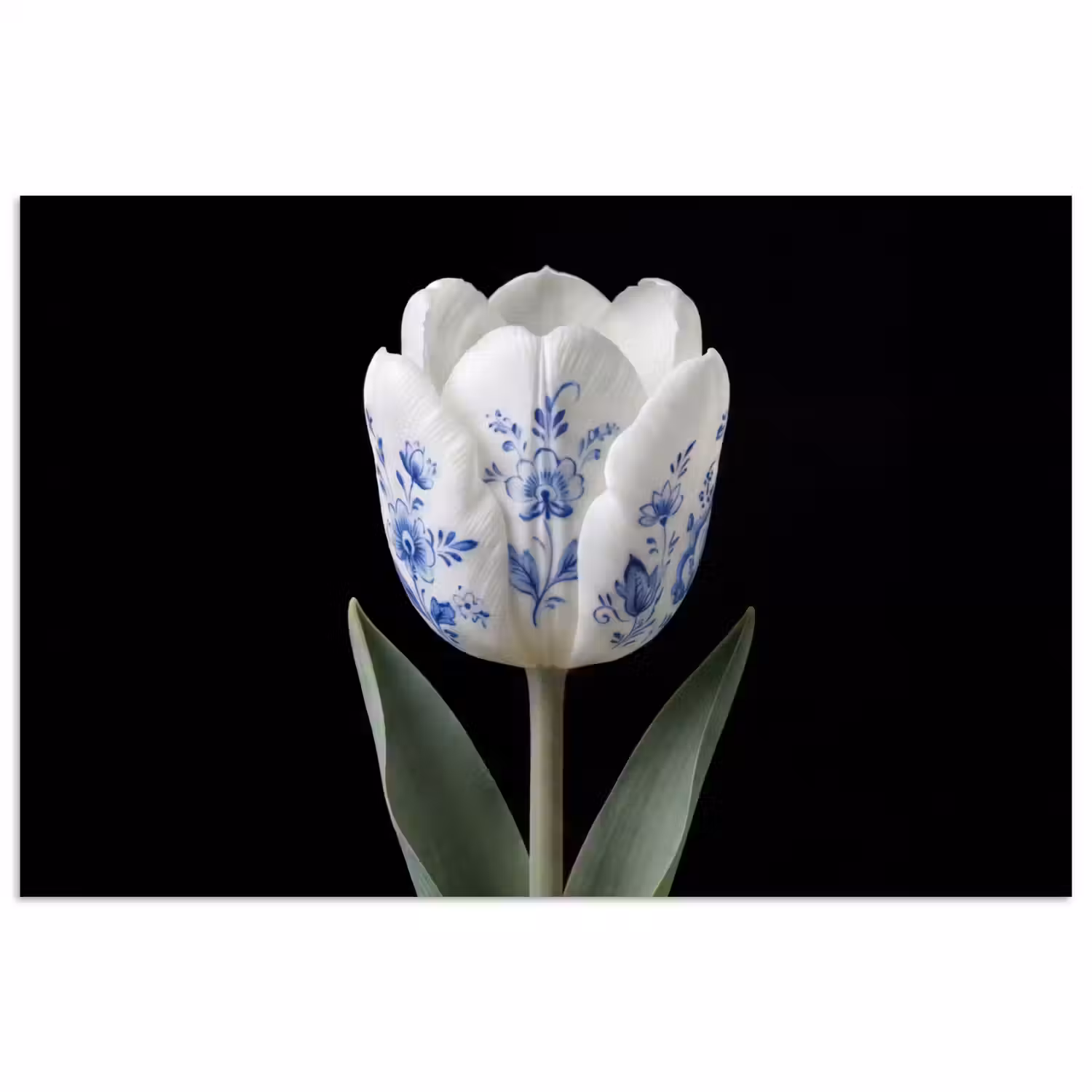 Tulp - Patroon - Blauw poster papier klein -3d