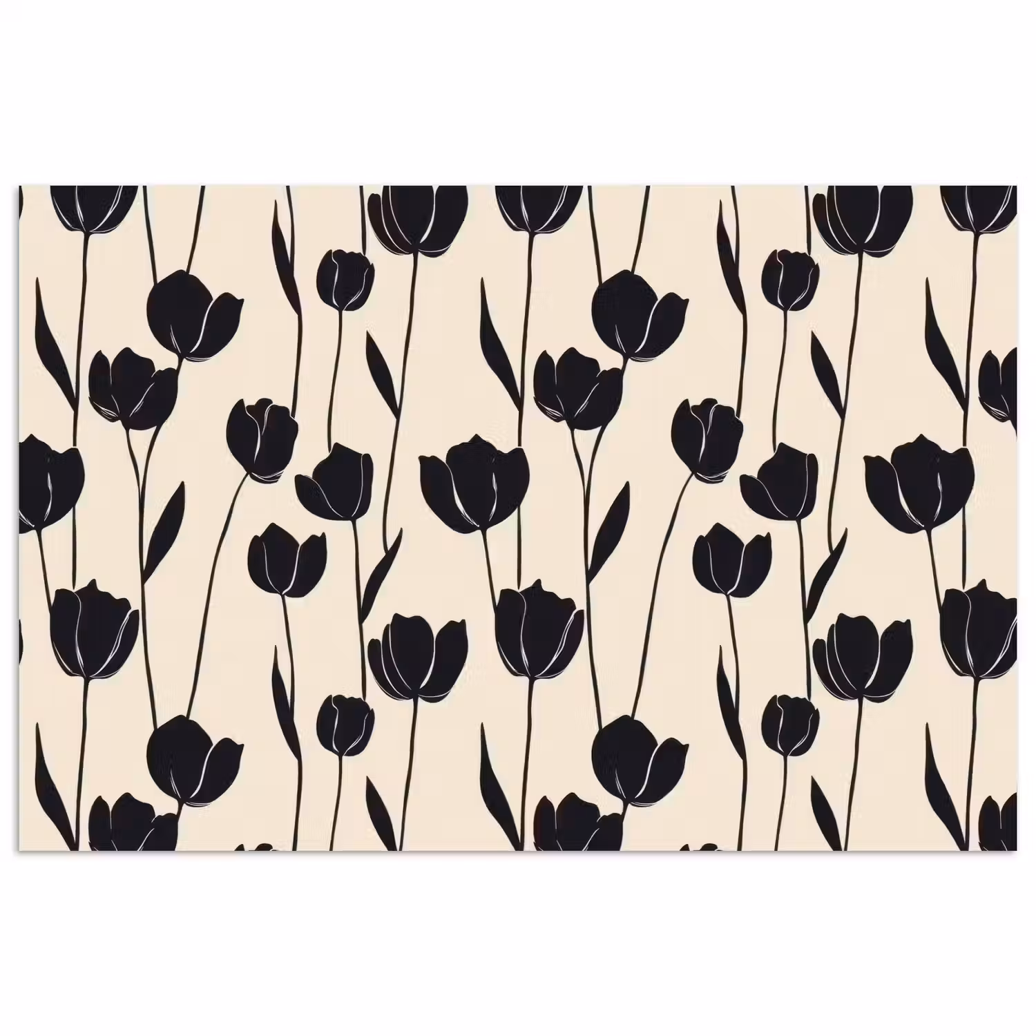 Tulpen - Patroon - Zwart poster papier klein 62 -3d