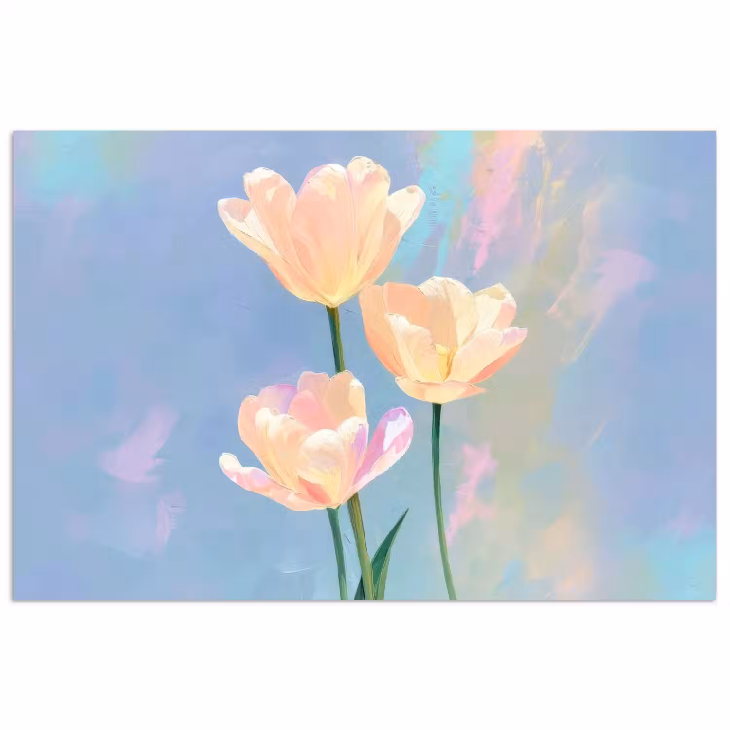 Tulpen - Roze accenten - Blauw poster papier klein -3d