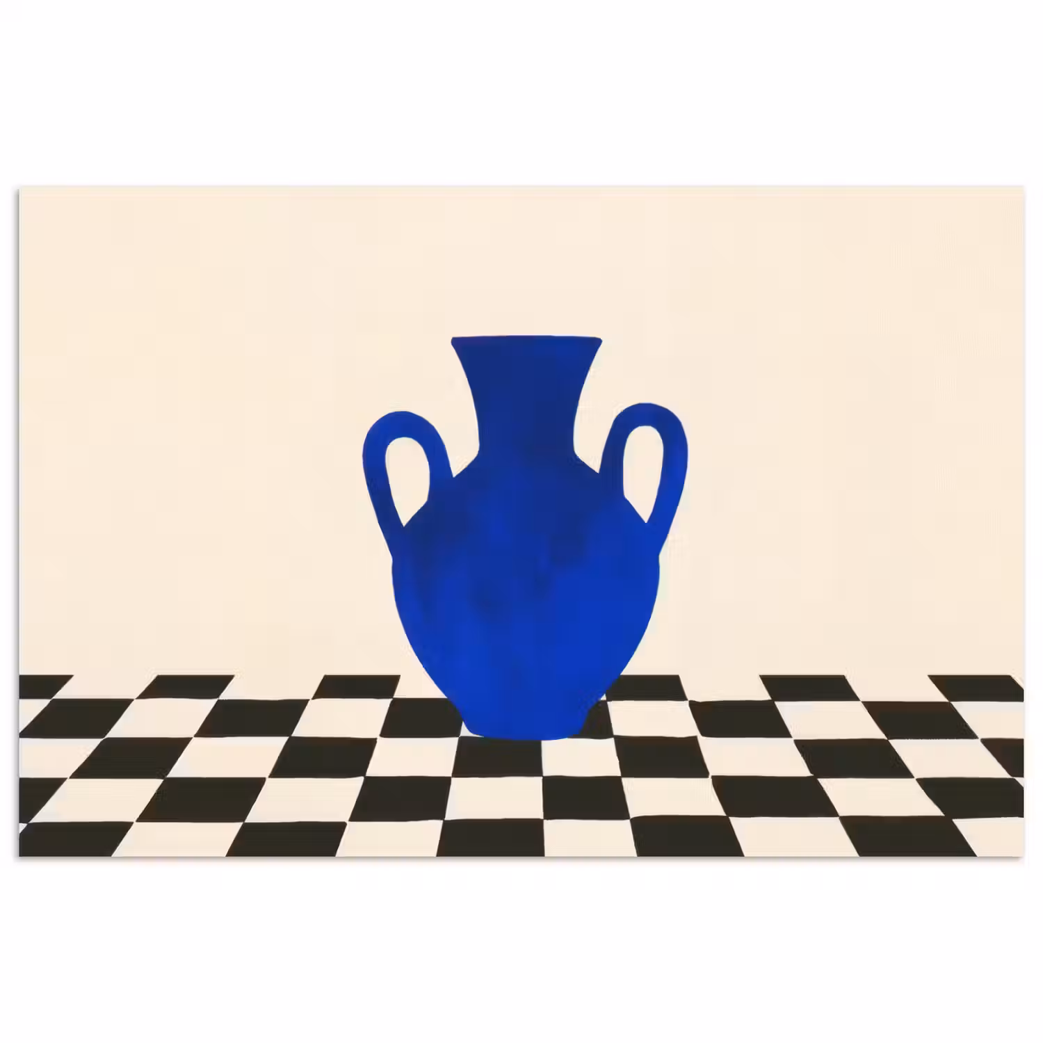 Vaas - Blauw - Geblokt - Modern poster papier klein -3d