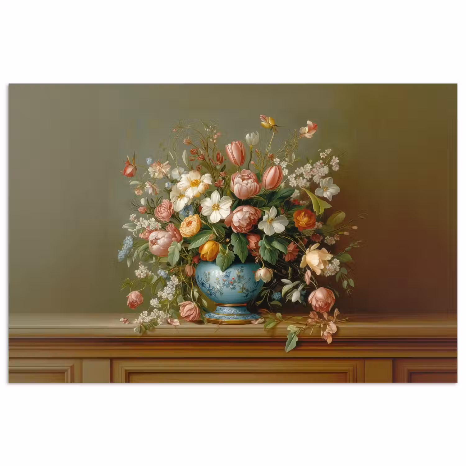 Vaas - Pastel - Kleuren - Bloemen poster papier klein -3d