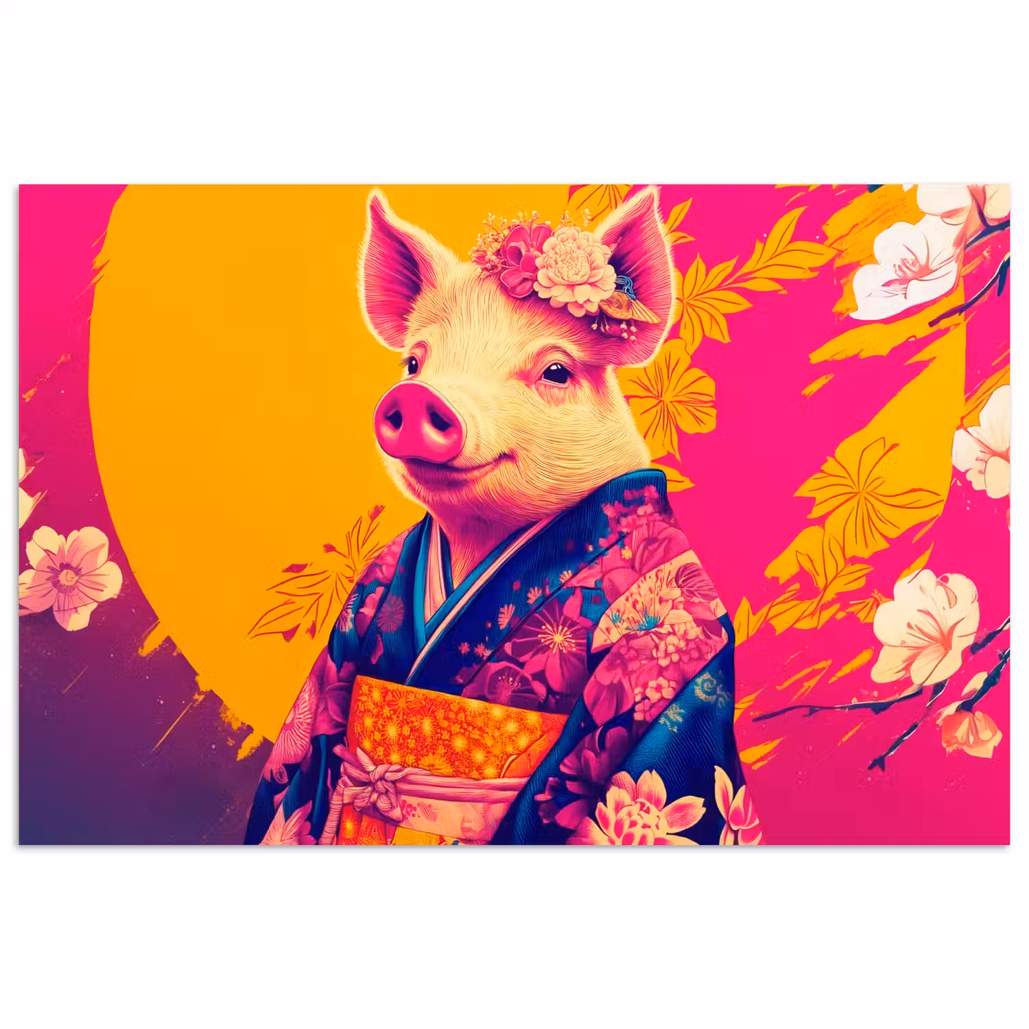 Varken - Bloemkroon - Kimono - Abstract poster papier klein -3d