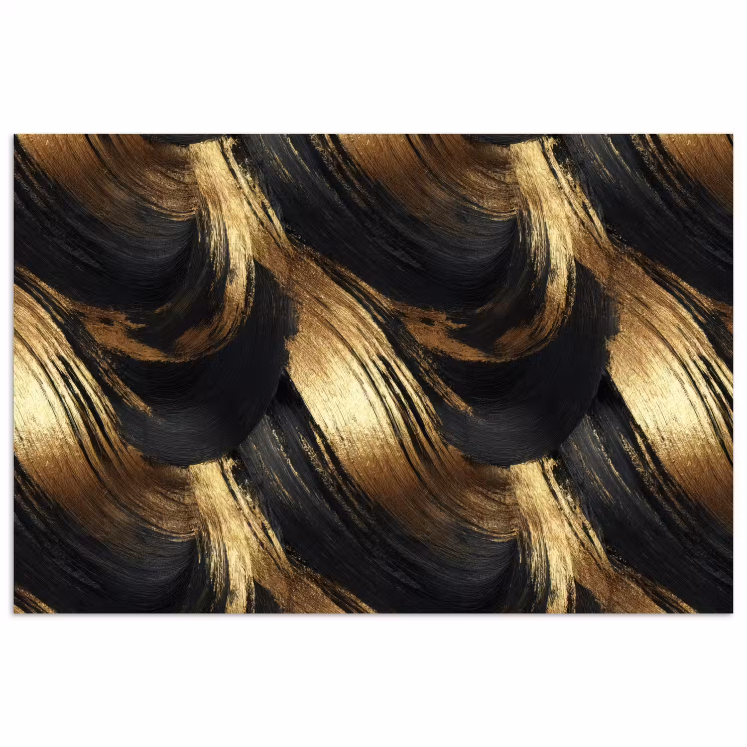 Verfstreken - Abstract - Goud - Zwart poster papier klein 62 -3d