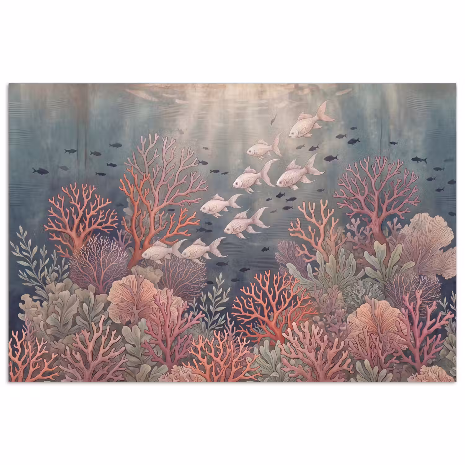 Vis - Koraal - Onderwater - Illustratie - Vintage poster papier klein -3d