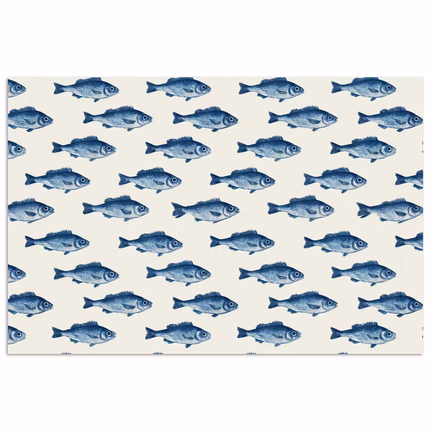Vis - Patroon - Blauw poster papier klein 62 -3d