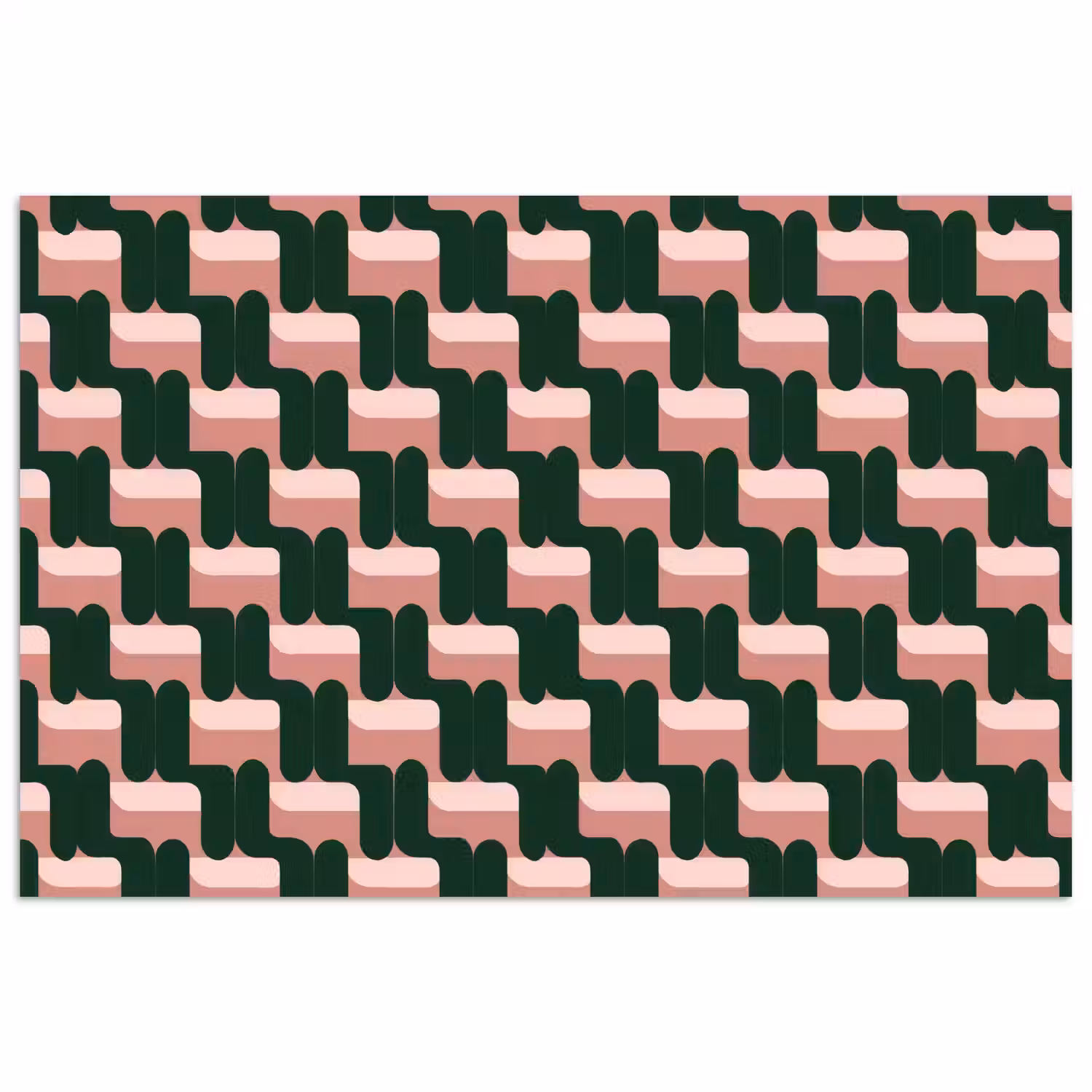 Vlechtpatroon - Groen - Roze - Geometrisch poster papier klein 62 -3d