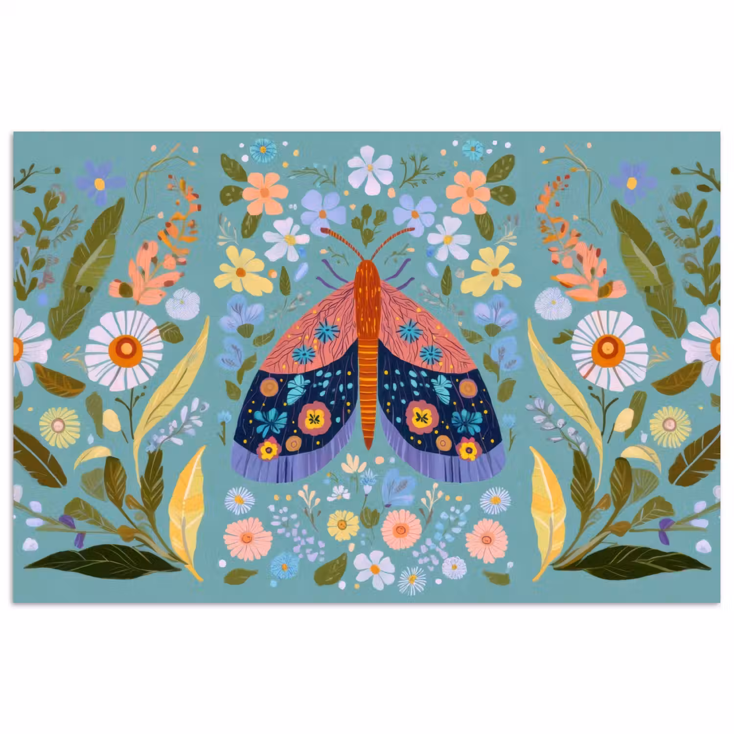Vlinder - Sierlijk - Bloemen - Bladeren poster papier klein -3d