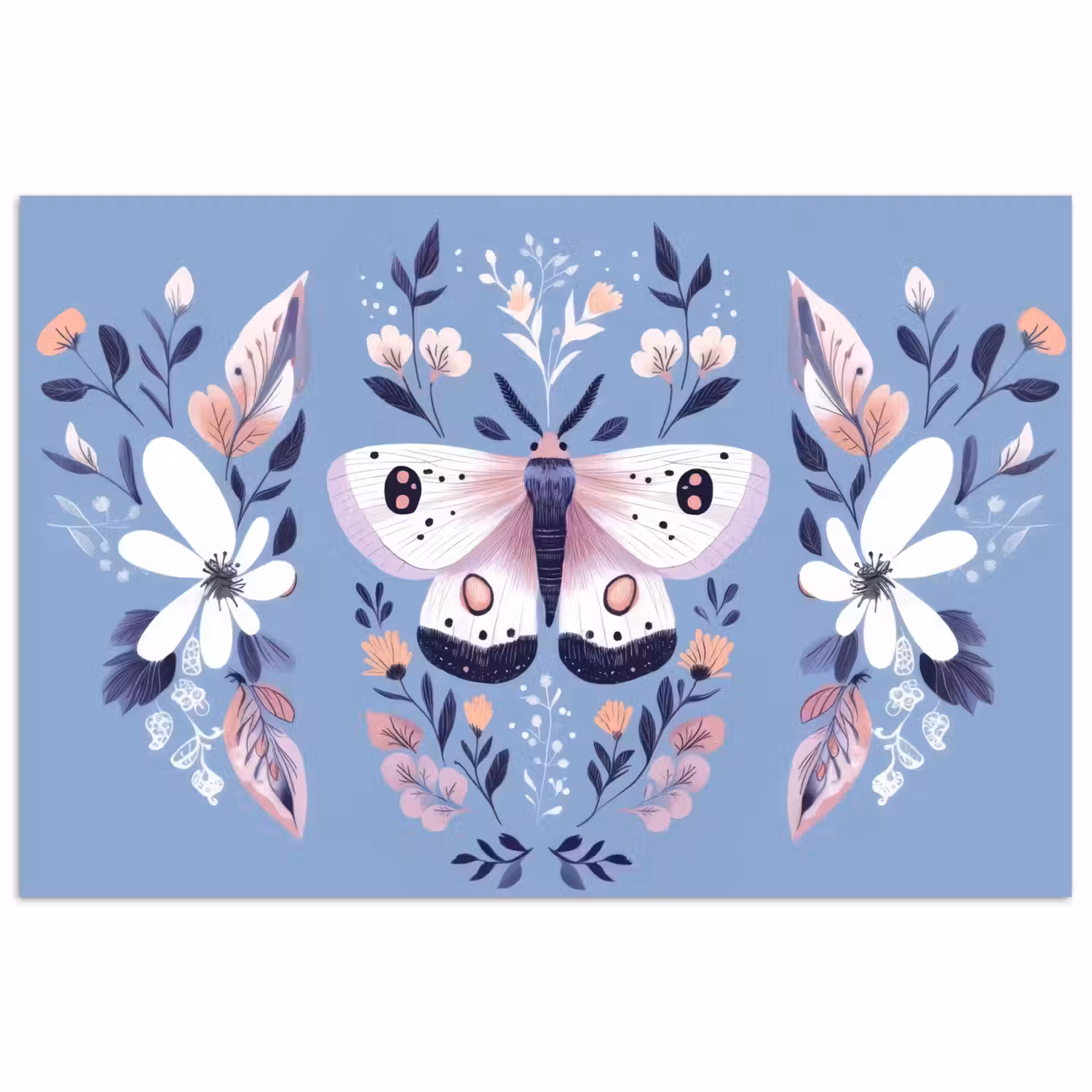 Vlinder - Vleugels - Stippen - Bloemen poster papier klein -3d