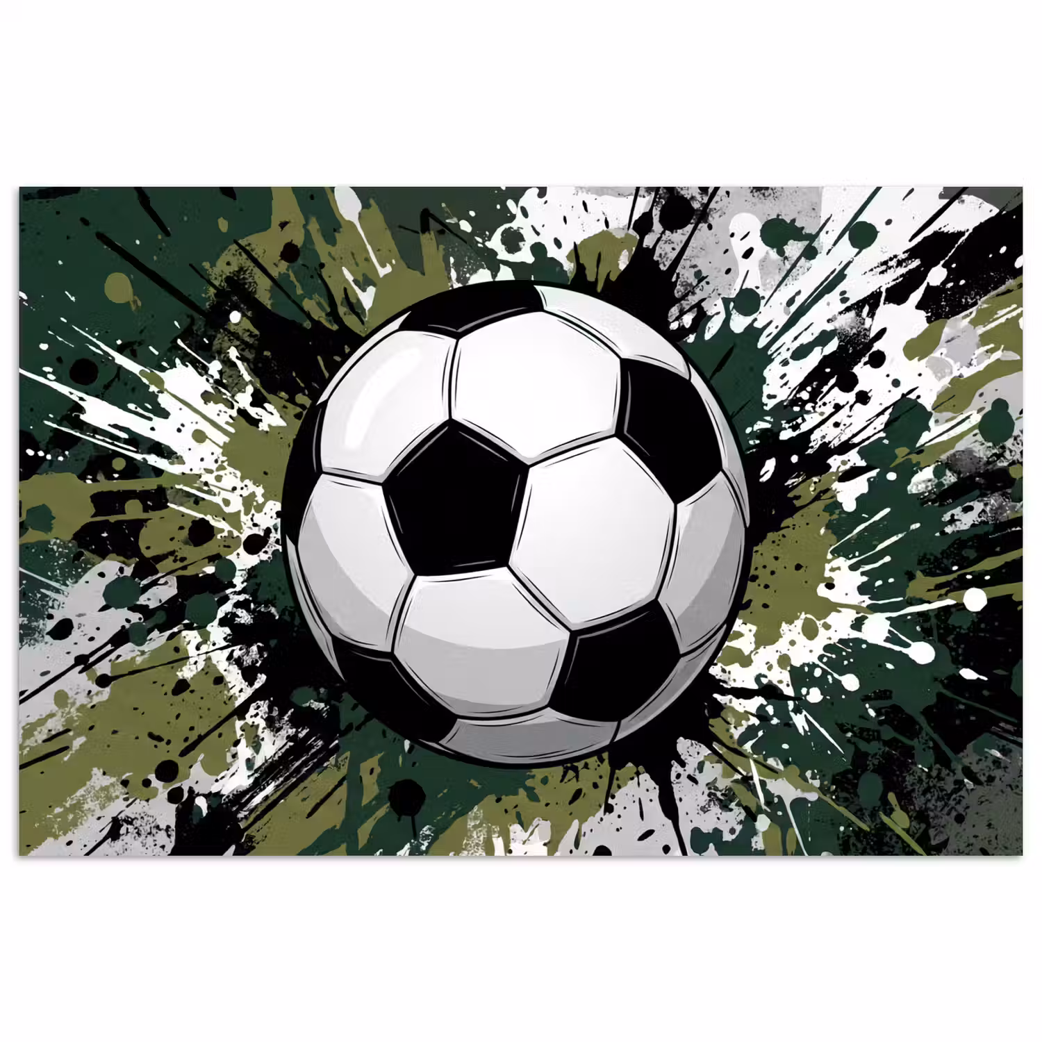 Voetbal - Verf - Spetters - Groen poster papier klein -3d