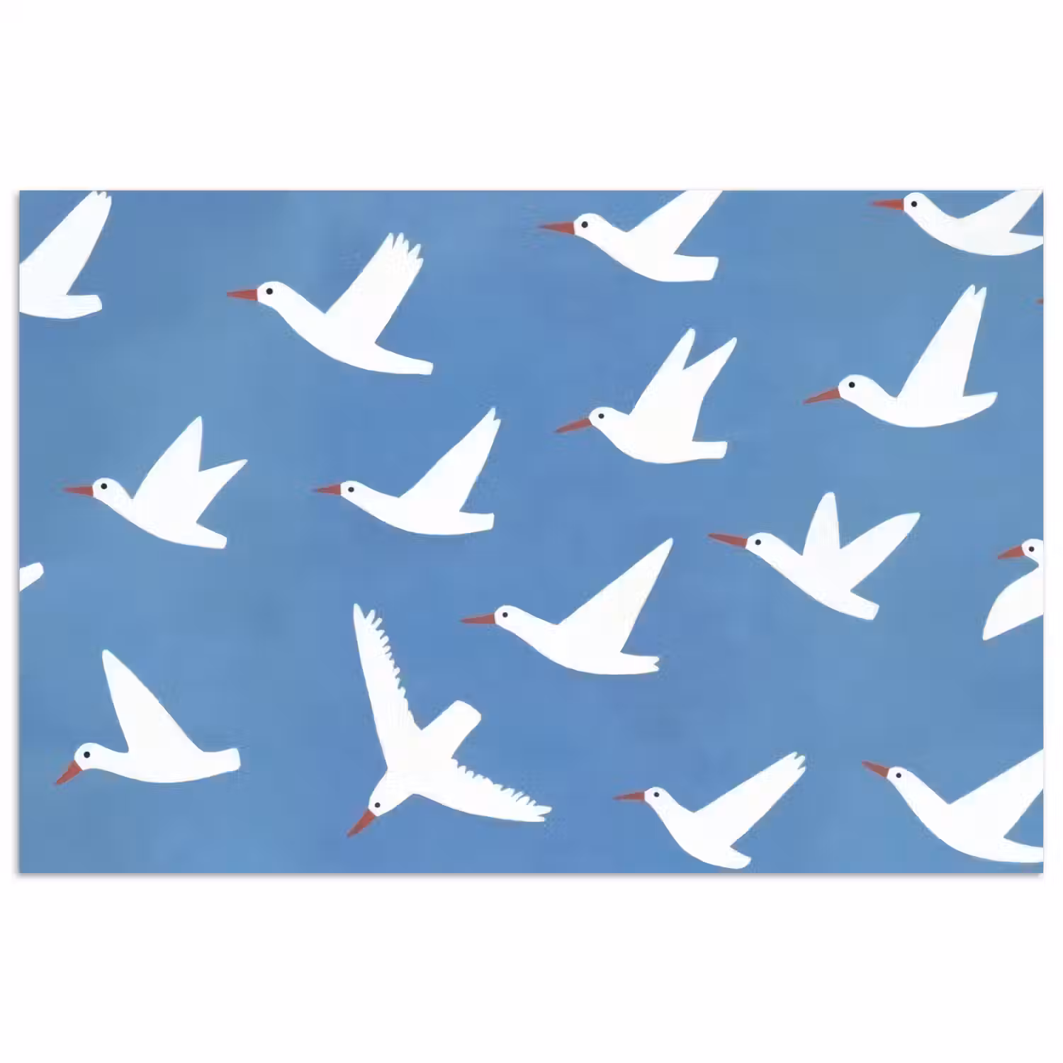 Vogels - Wit - Patroon poster papier klein -3d