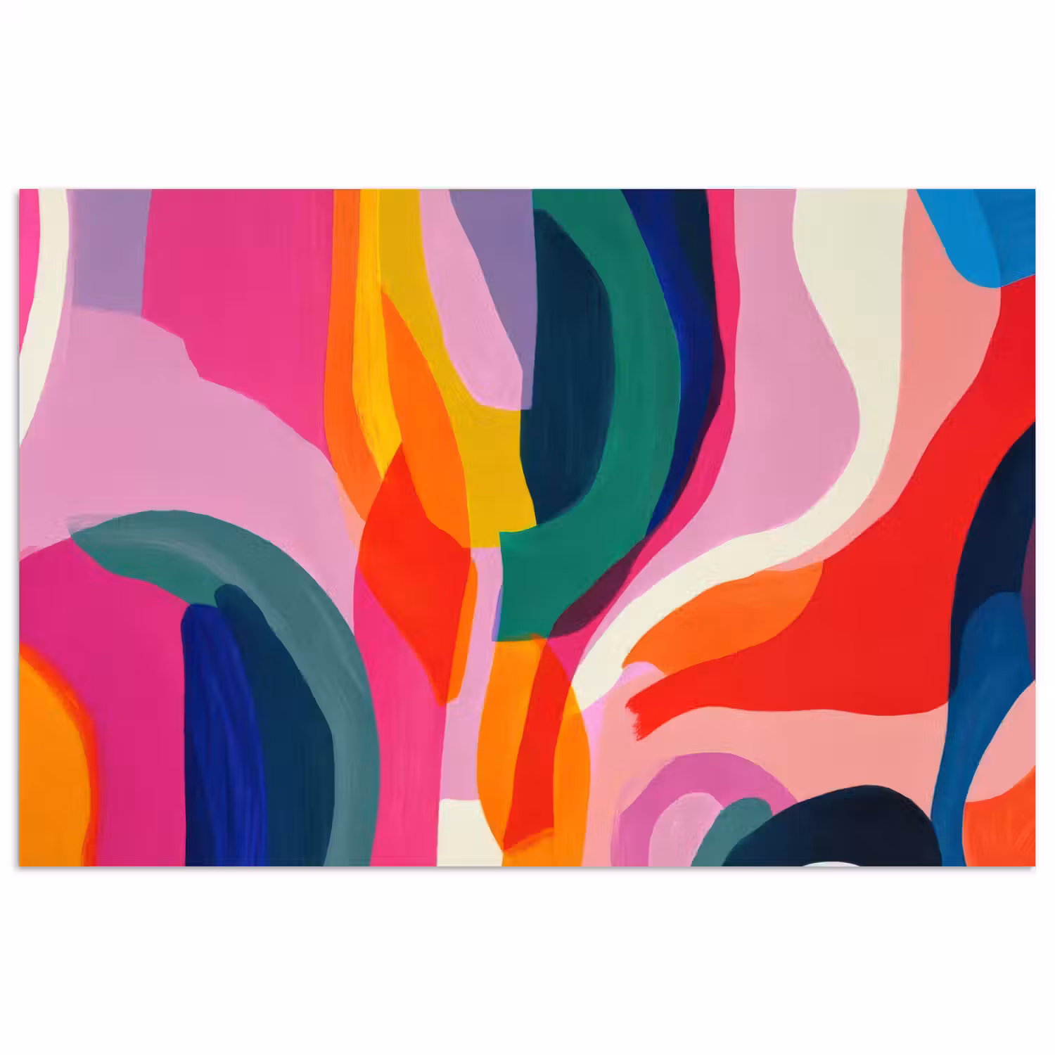 Vormen - Golvend - Abstract - Felroze poster papier klein -3d