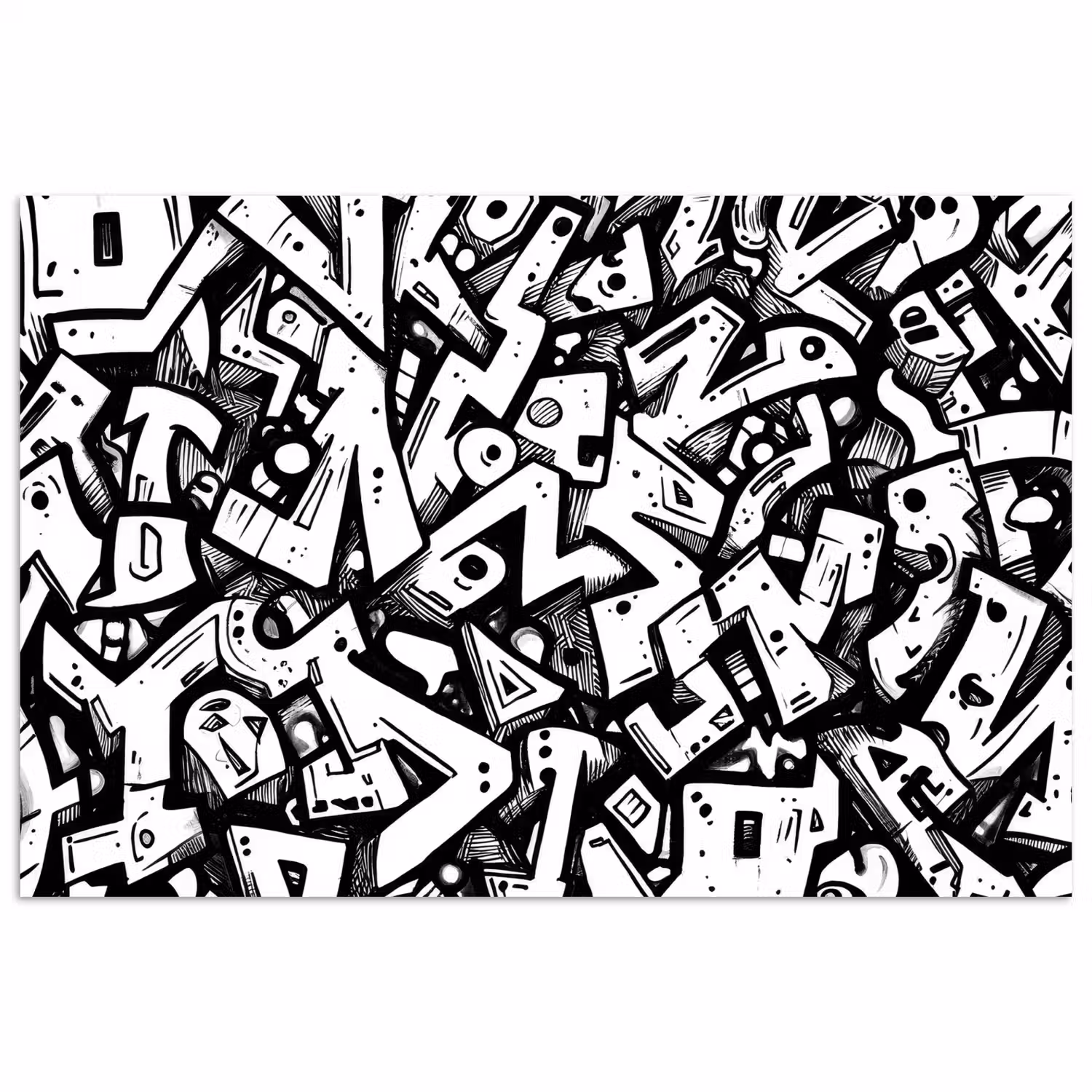 Vormen - Letters - Graffiti - Zwart poster papier klein -3d