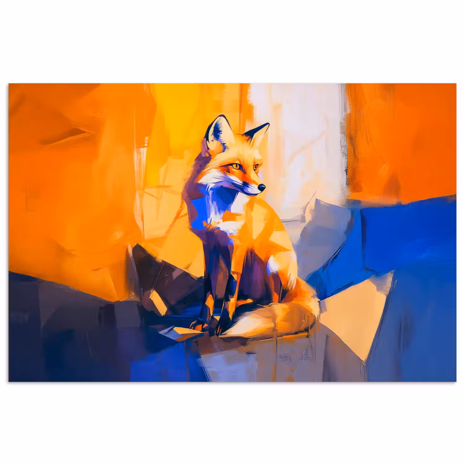 Vos - Oranje - Vormen - Abstract poster papier klein -3d
