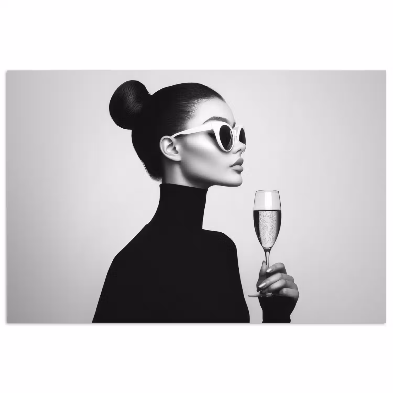 Vrouw - Champagne - Modern poster papier klein -3d