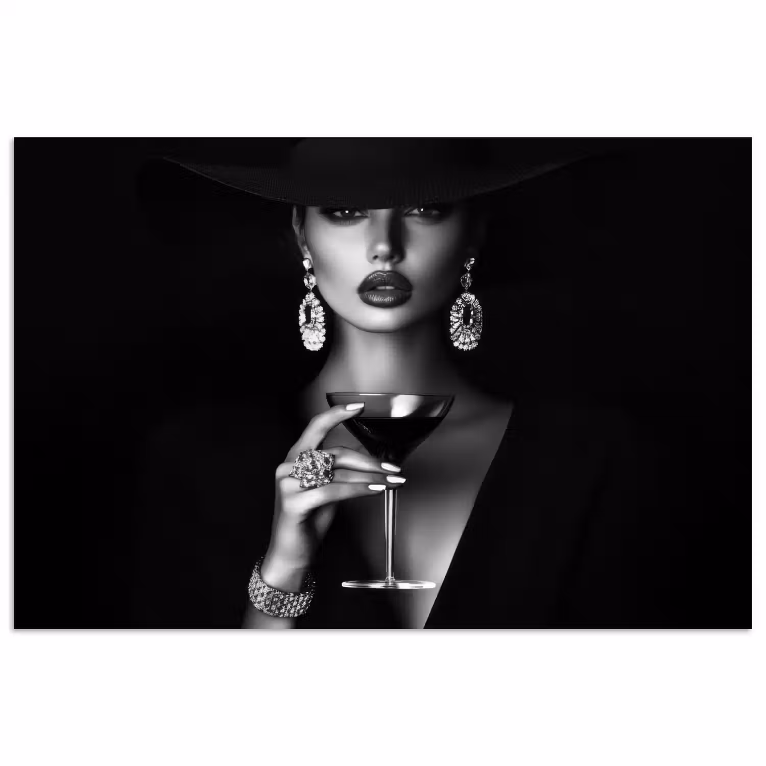 Vrouw - Cocktail - Chic poster papier klein -3d