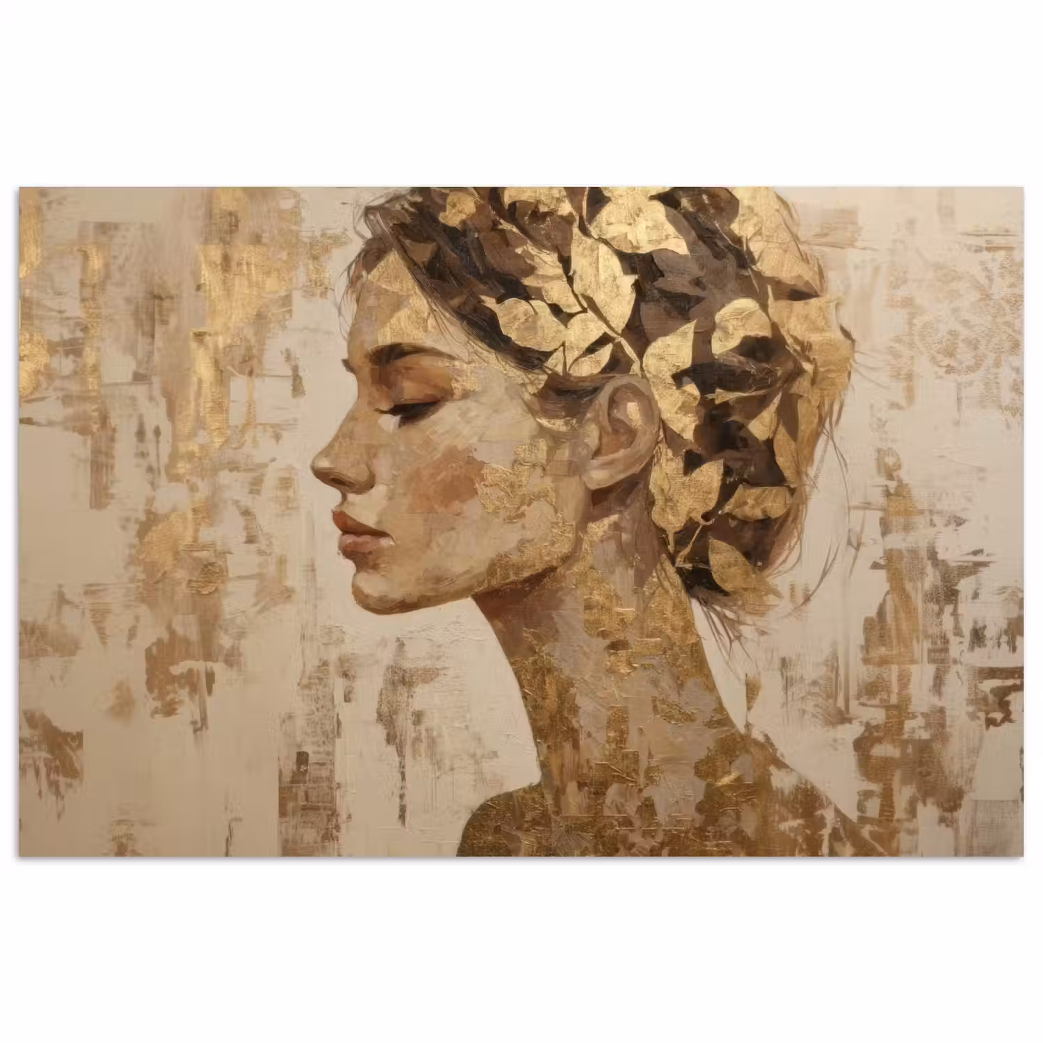 Vrouw - Goud - Abstract - Textuur poster papier klein -3d