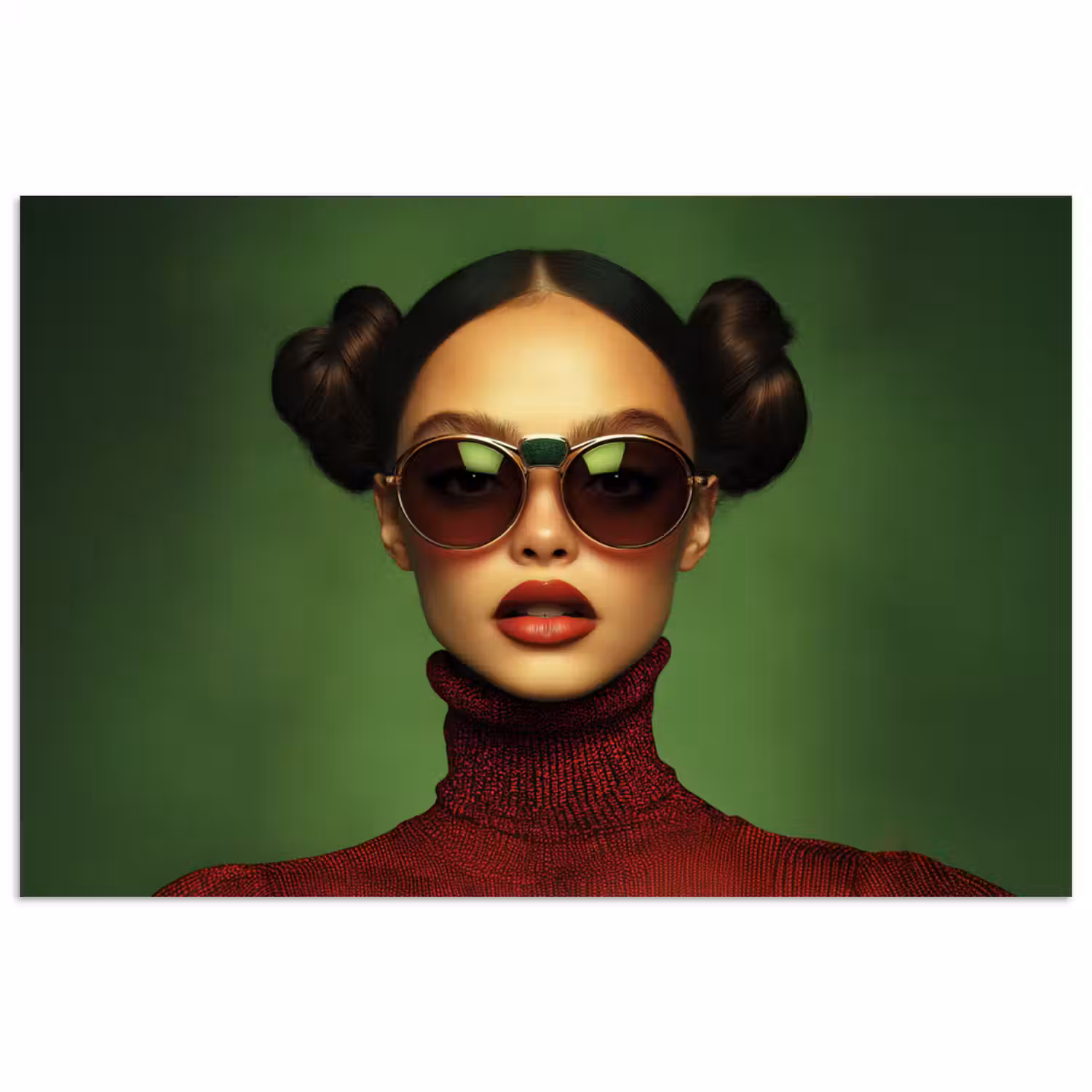 Vrouw - Groen - Bril - Aesthetic - Modern poster papier klein -3d
