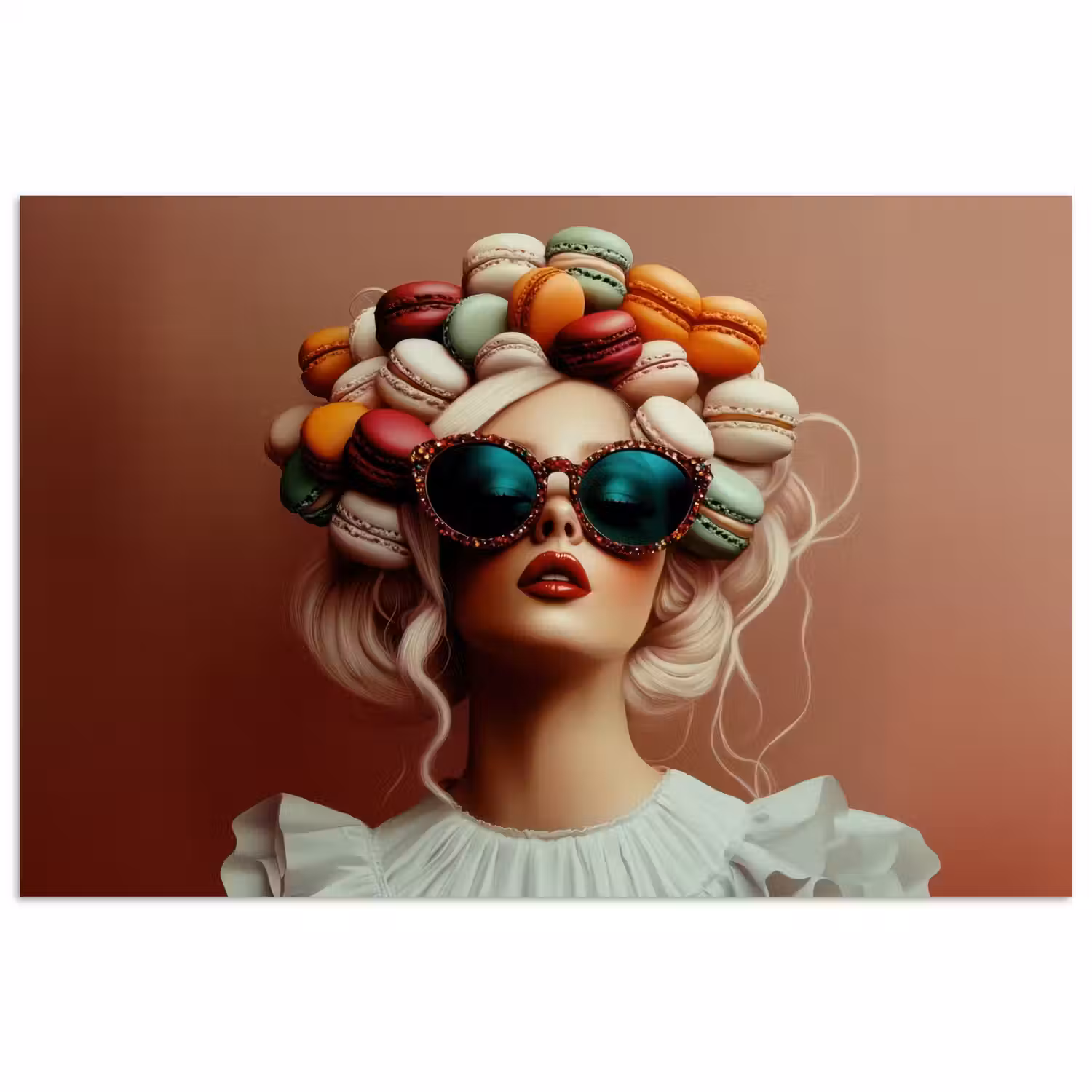 Vrouw - Macarons - Bril poster papier klein -3d